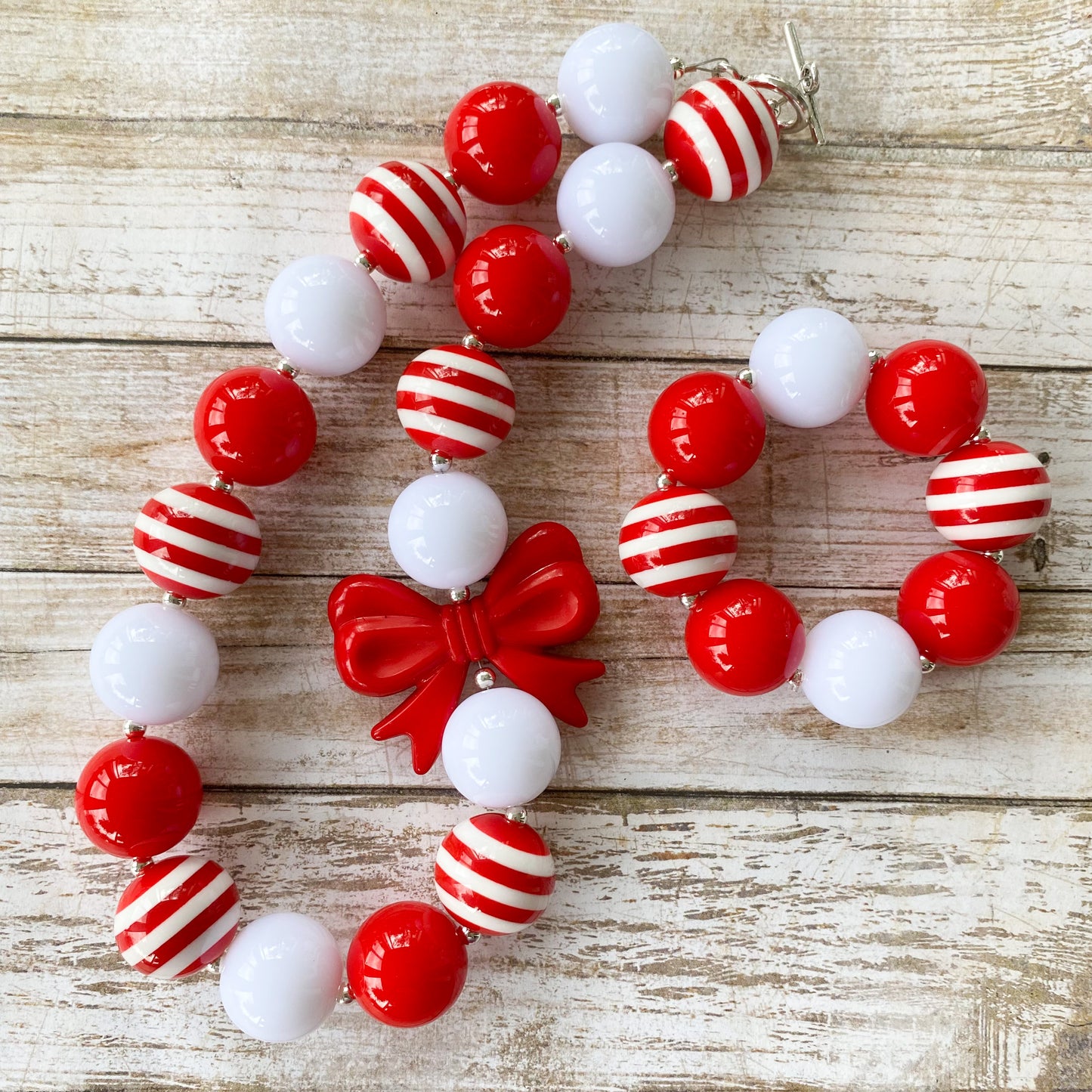 Candy Cane Bubblegum Necklace and Bracelet