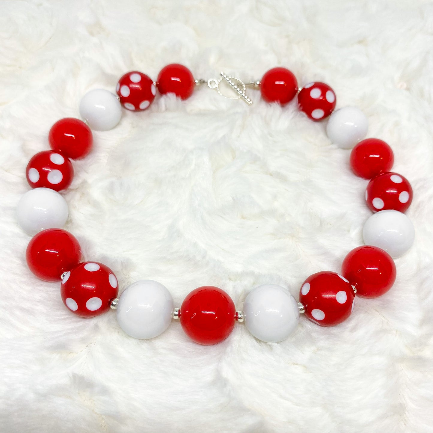Valentine's Day Red & White Bubblegum Necklace and Bracelet