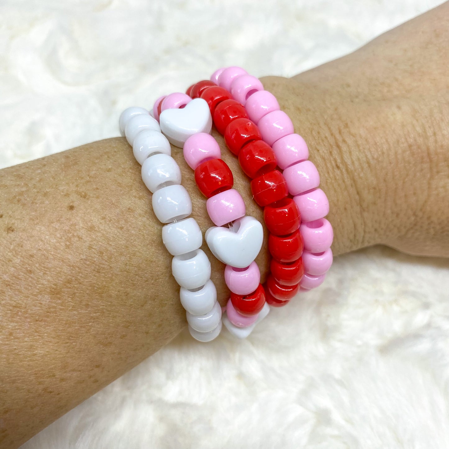 Valentine Hearts Pony Bead Bracelet