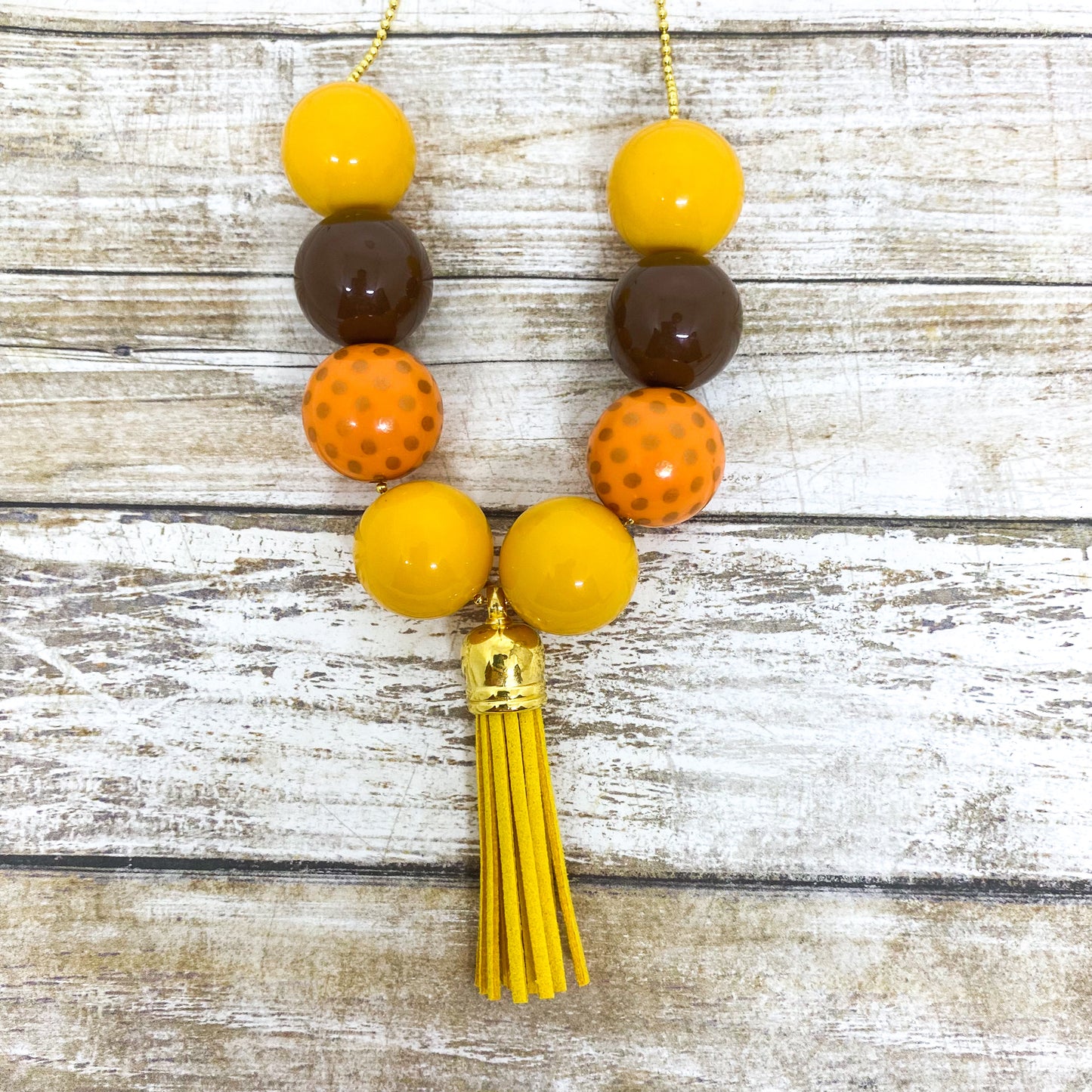 Mustard Tassel Necklace and Bracelet