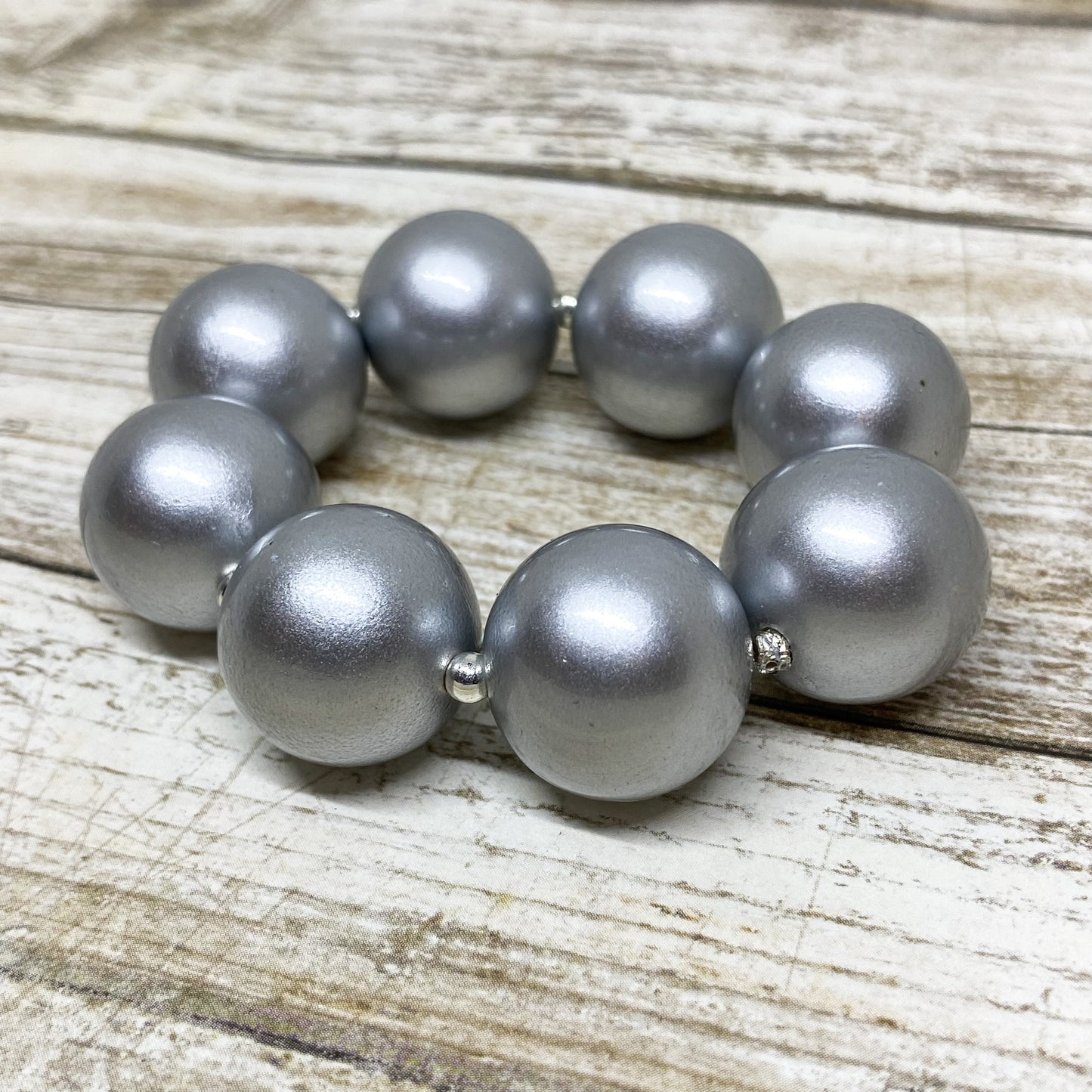 Matte Silver Bubblegum Necklace and Bracelet