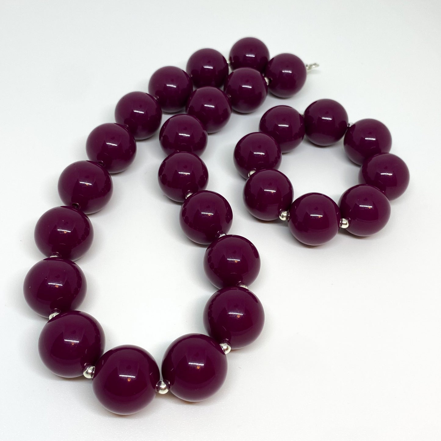 Plum Fall - Solid Plum Bubblegum Necklace and Bracelet
