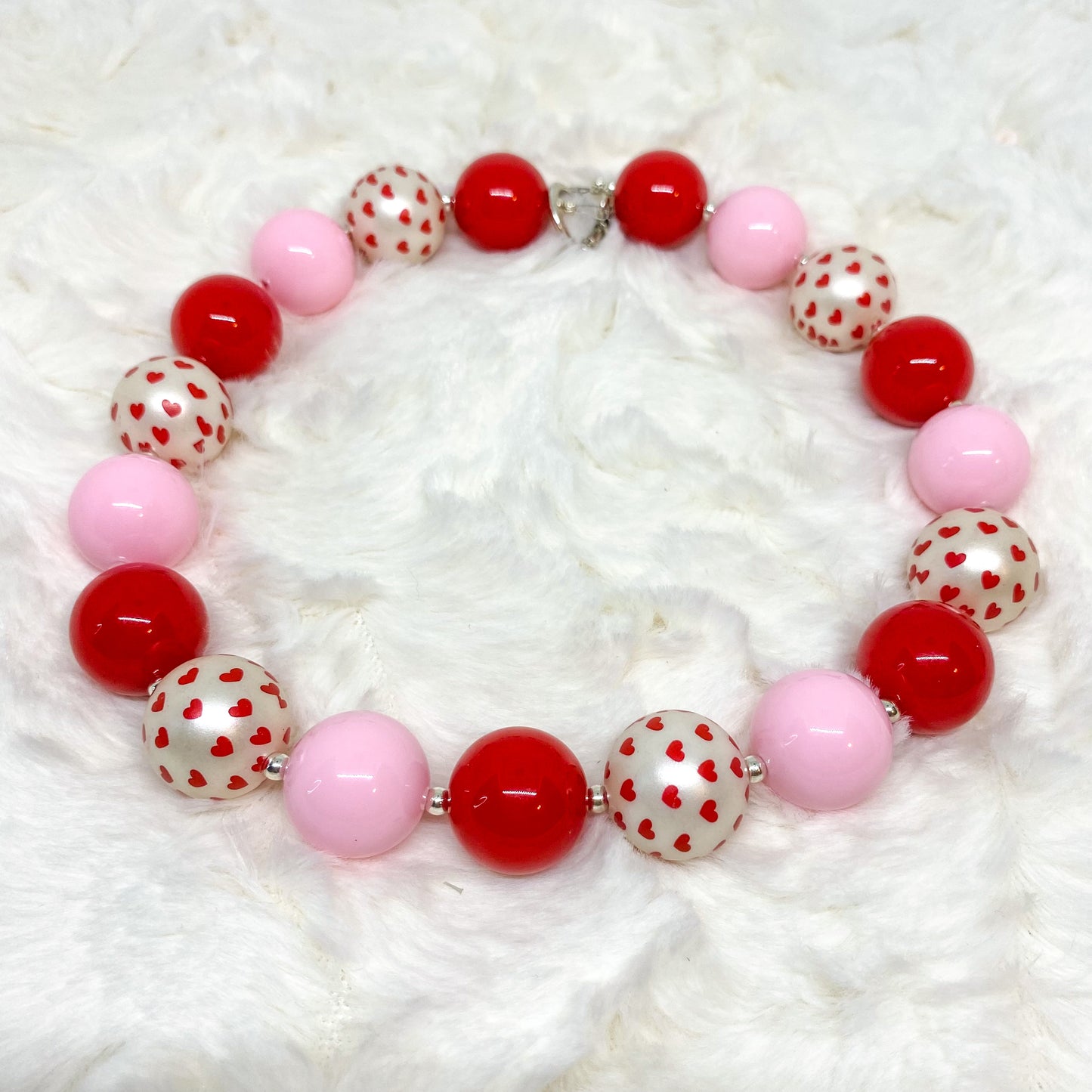 Red Heart Valentine's Day Bubblegum Necklace and Bracelet