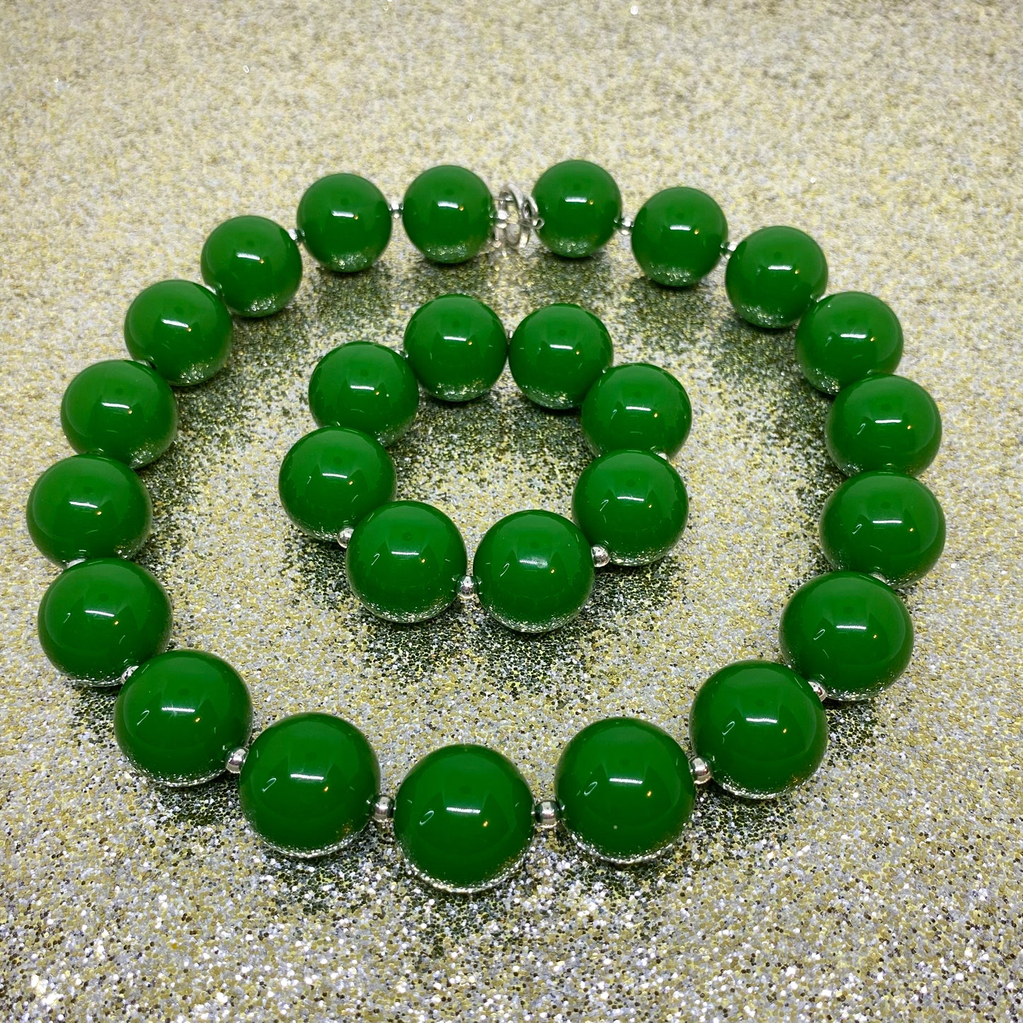 Solid Green Necklace and Bracelet