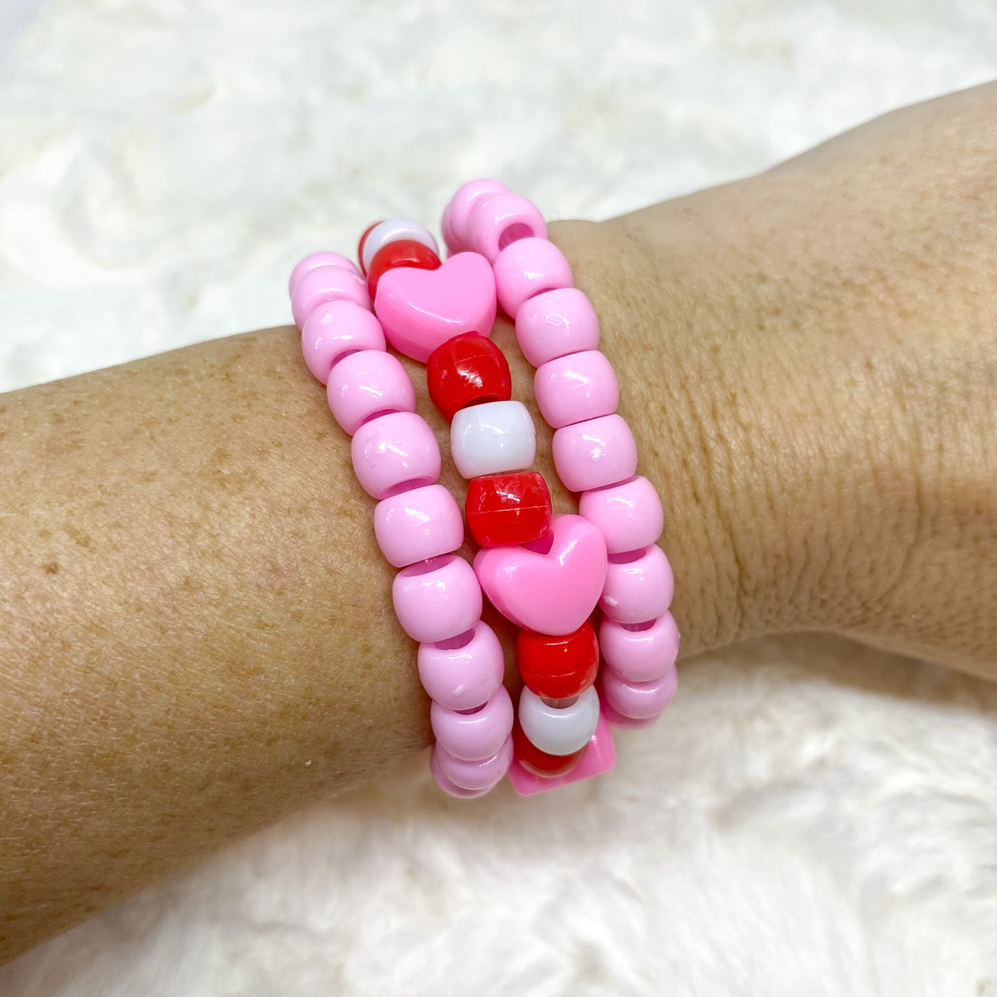 Valentine Hearts Pony Bead Bracelet
