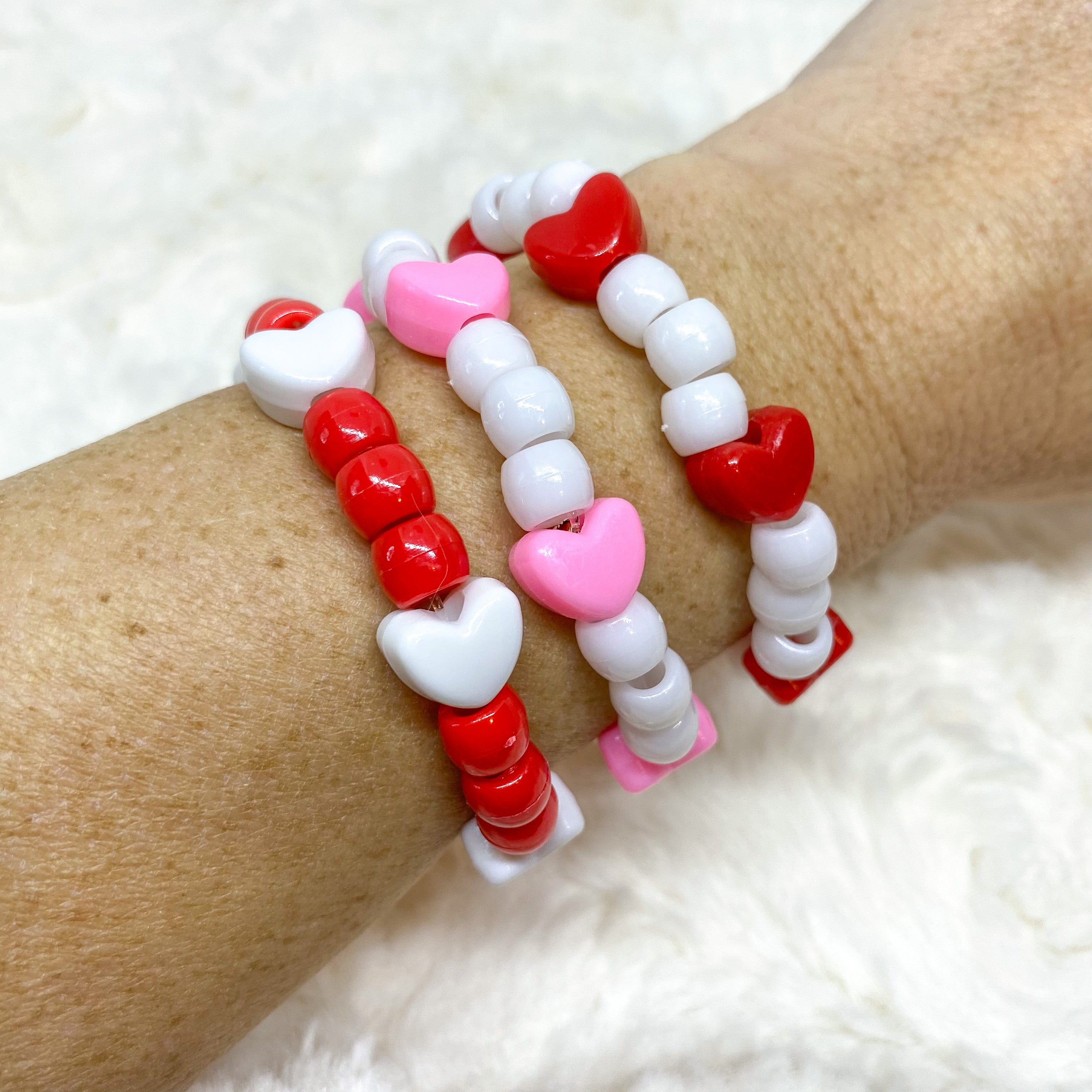 Red and White Clay Bead Bracelet