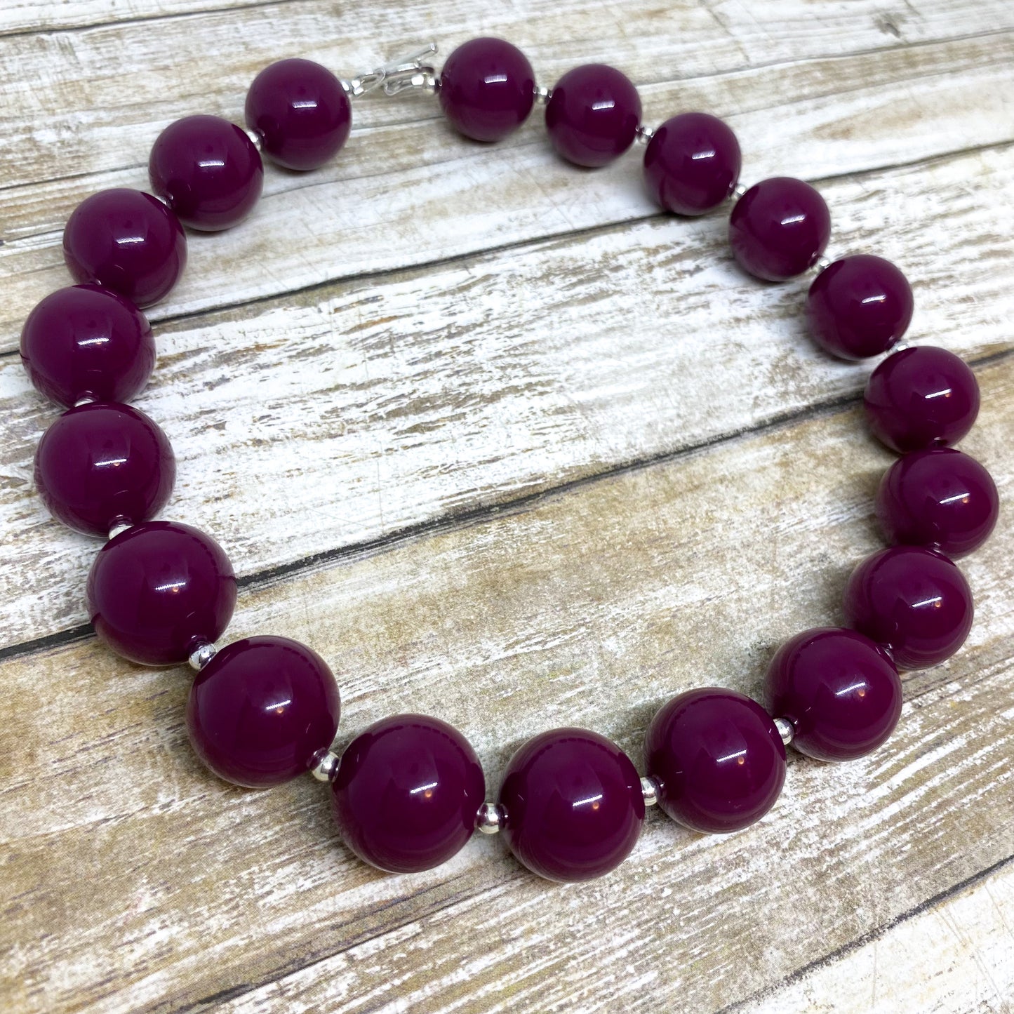 Plum Fall - Solid Plum Bubblegum Necklace and Bracelet