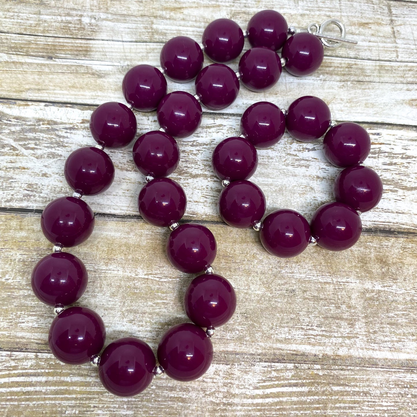 Plum Fall - Solid Plum Bubblegum Necklace and Bracelet