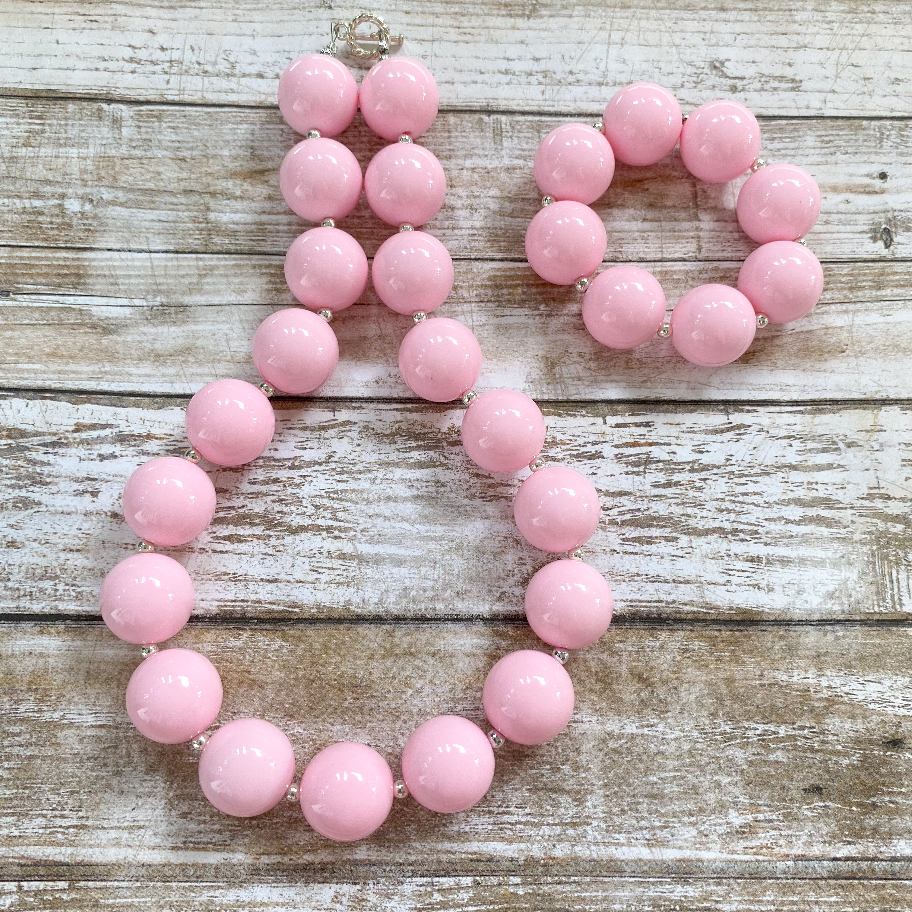 Bubblegum Pink Bracelet - Light Pink Beaded Bracelet - Baby Pink Bracelet -  Cupcake theme Bracelet - Doll theme Birthday - dress up jewelry