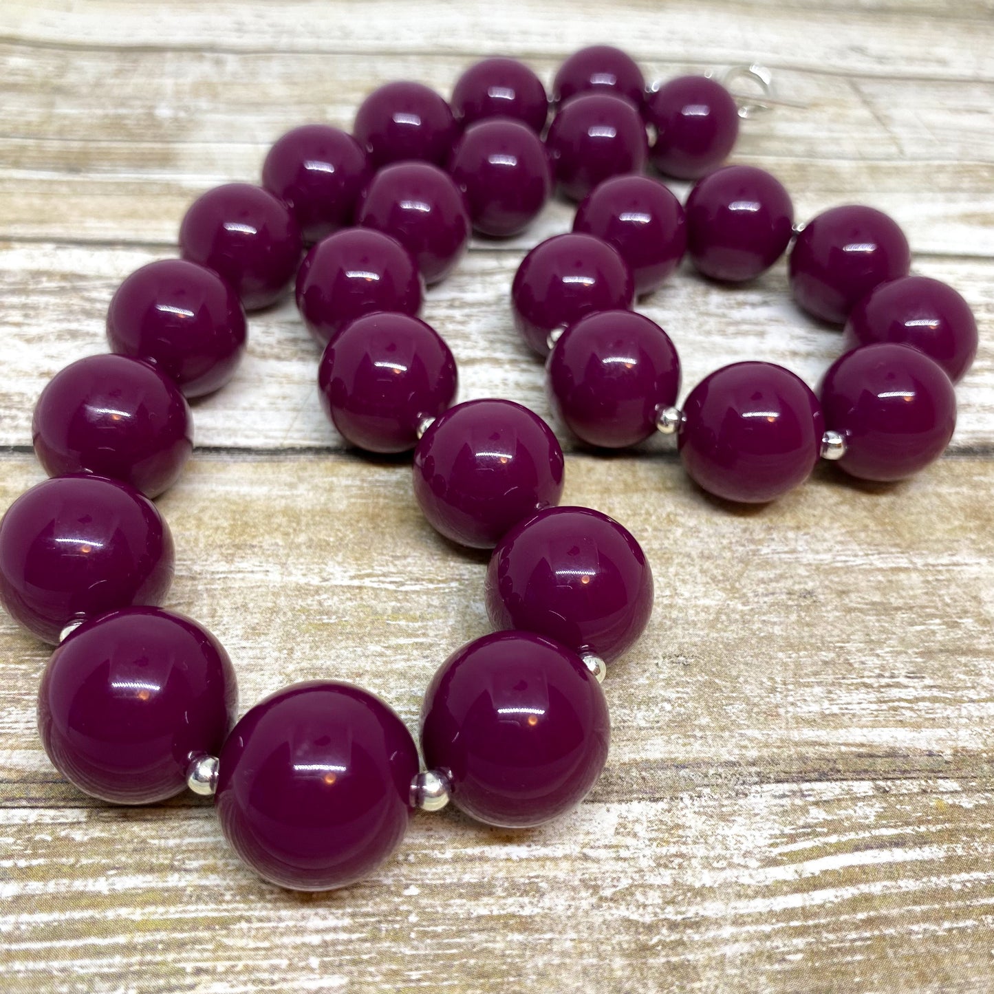Plum Fall - Solid Plum Bubblegum Necklace and Bracelet