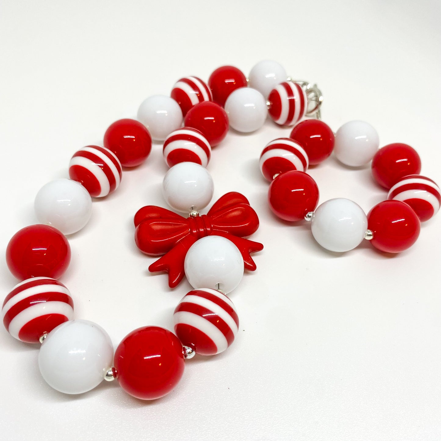 Candy Cane Bubblegum Necklace and Bracelet