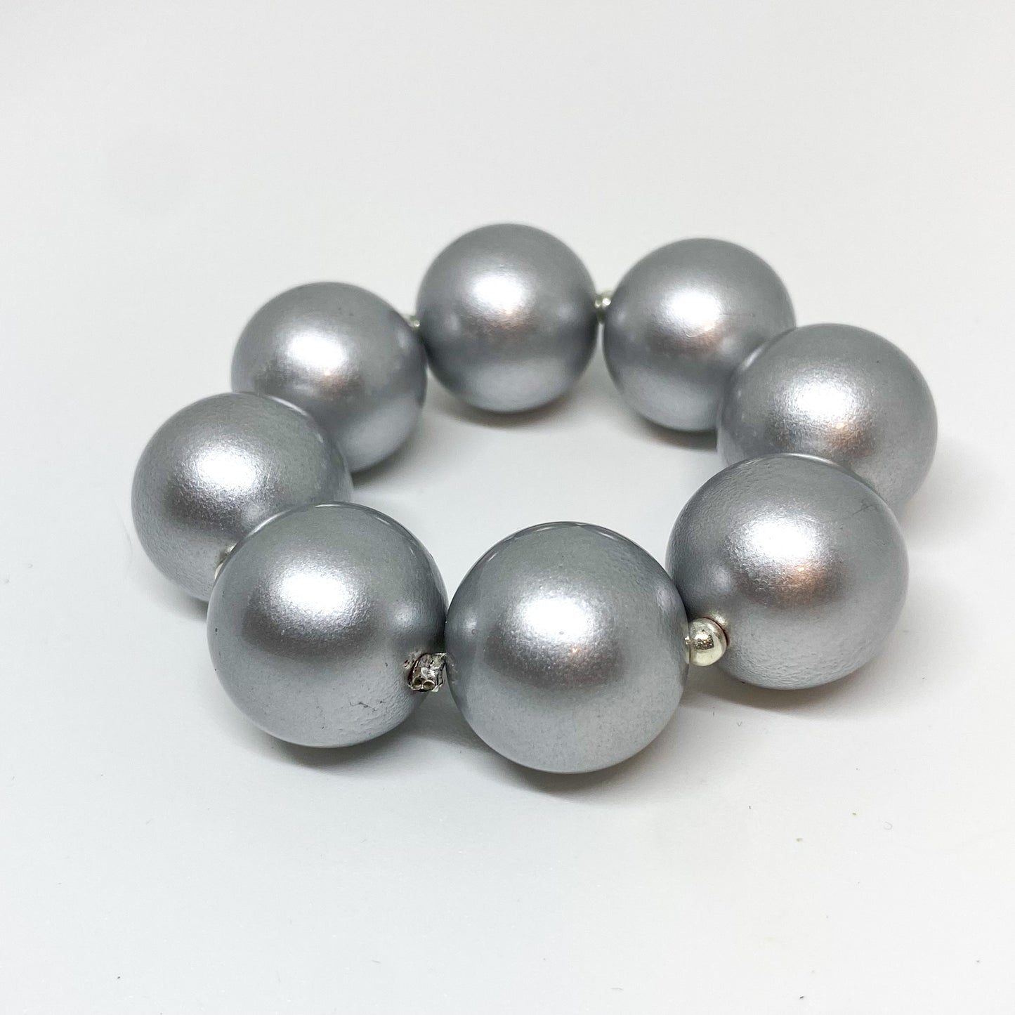 Matte Silver Bubblegum Necklace and Bracelet