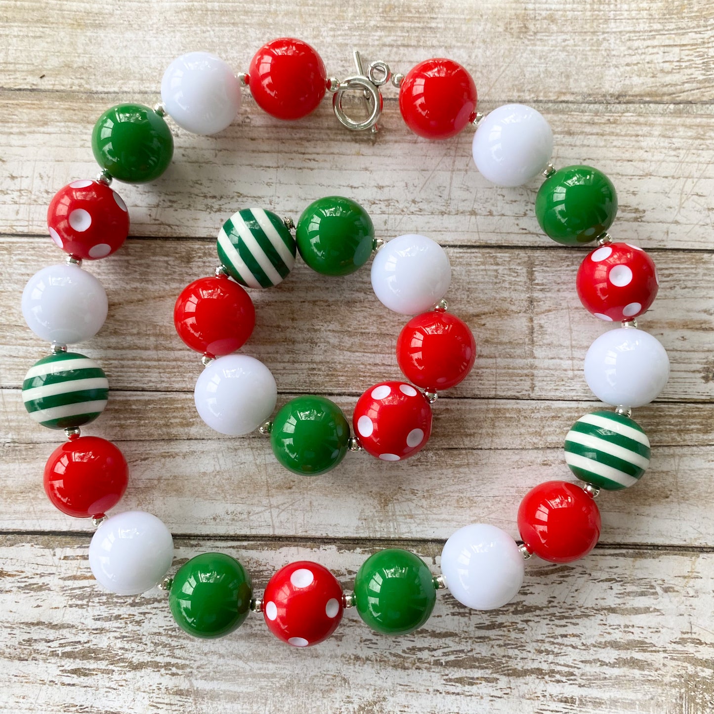 Christmas Bubblegum Necklace and Bracelet
