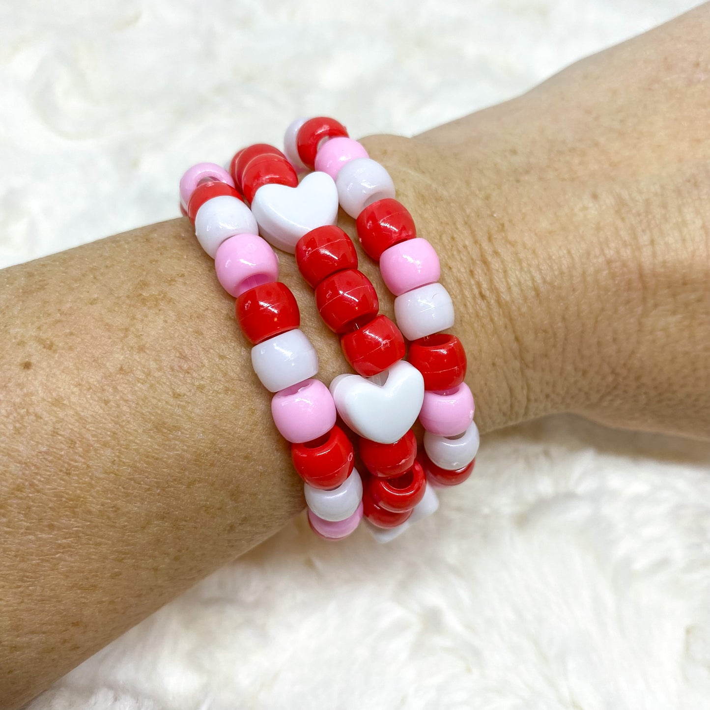 Valentine Hearts Pony Bead Bracelet