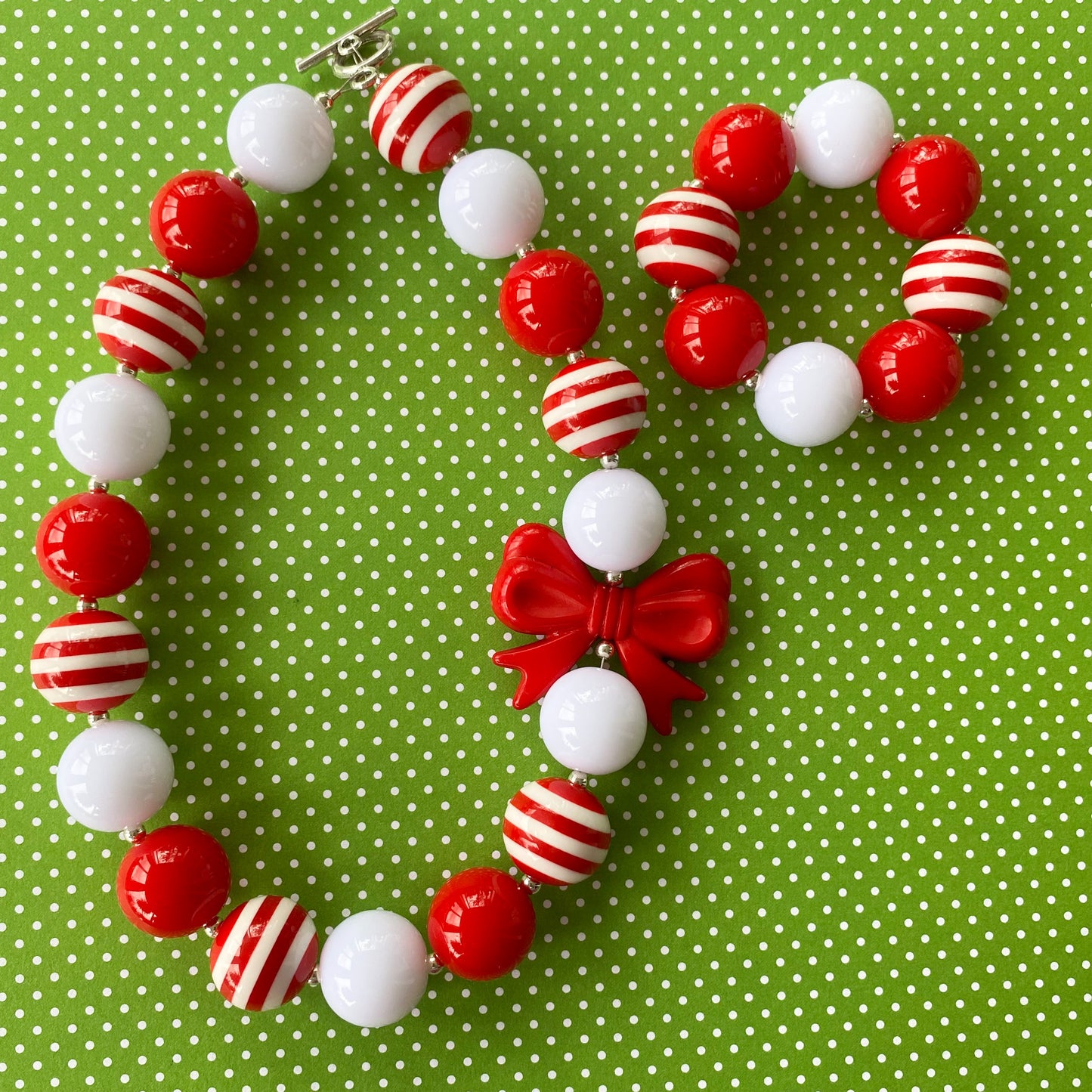 Candy Cane Bubblegum Necklace and Bracelet