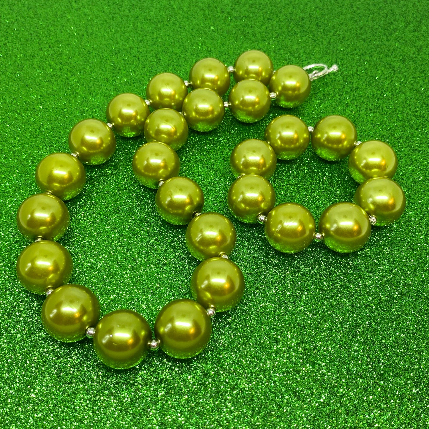Green Pearl Bubblegum Necklace and Bracelet
