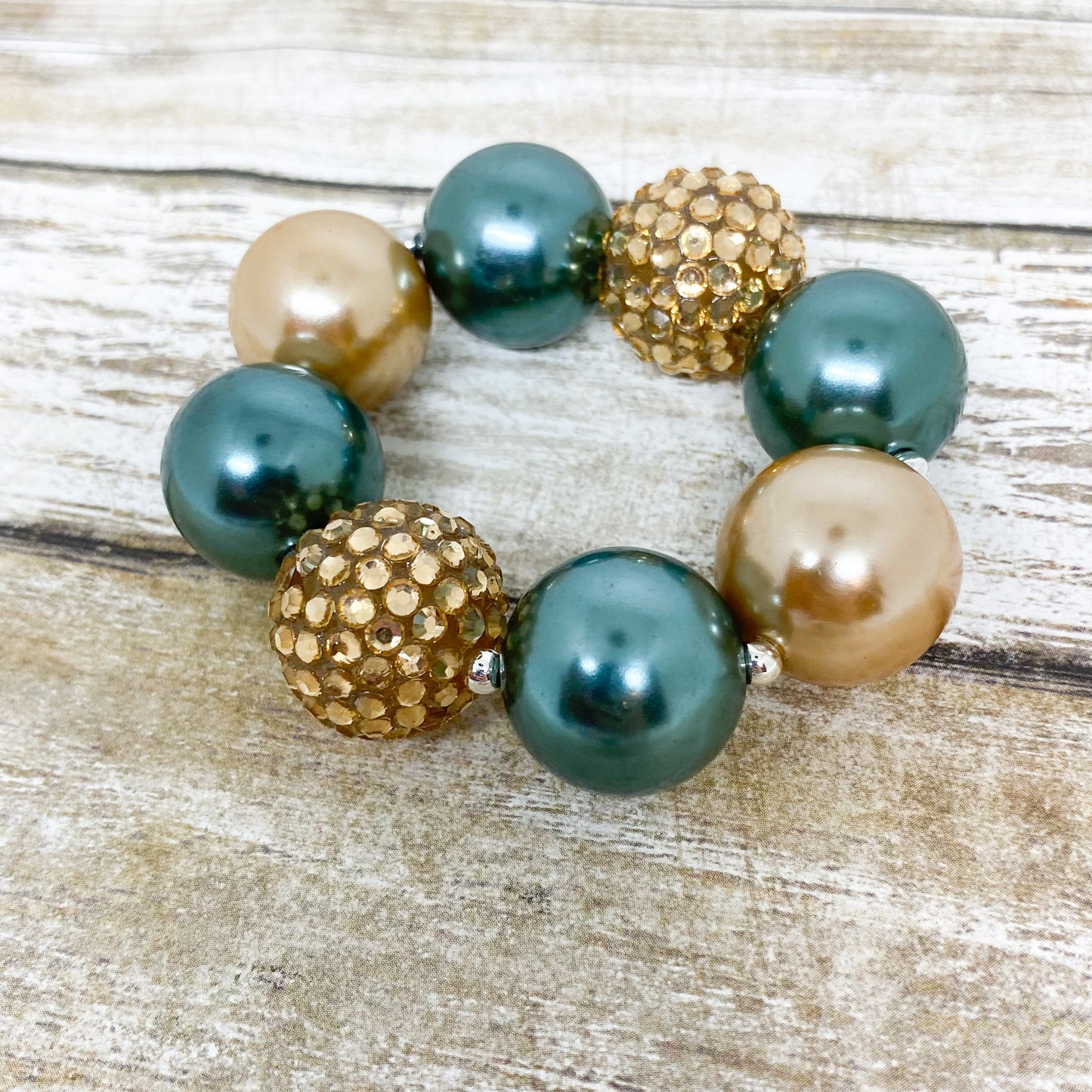 Teal and Gold Tassel Necklace and Bracelet
