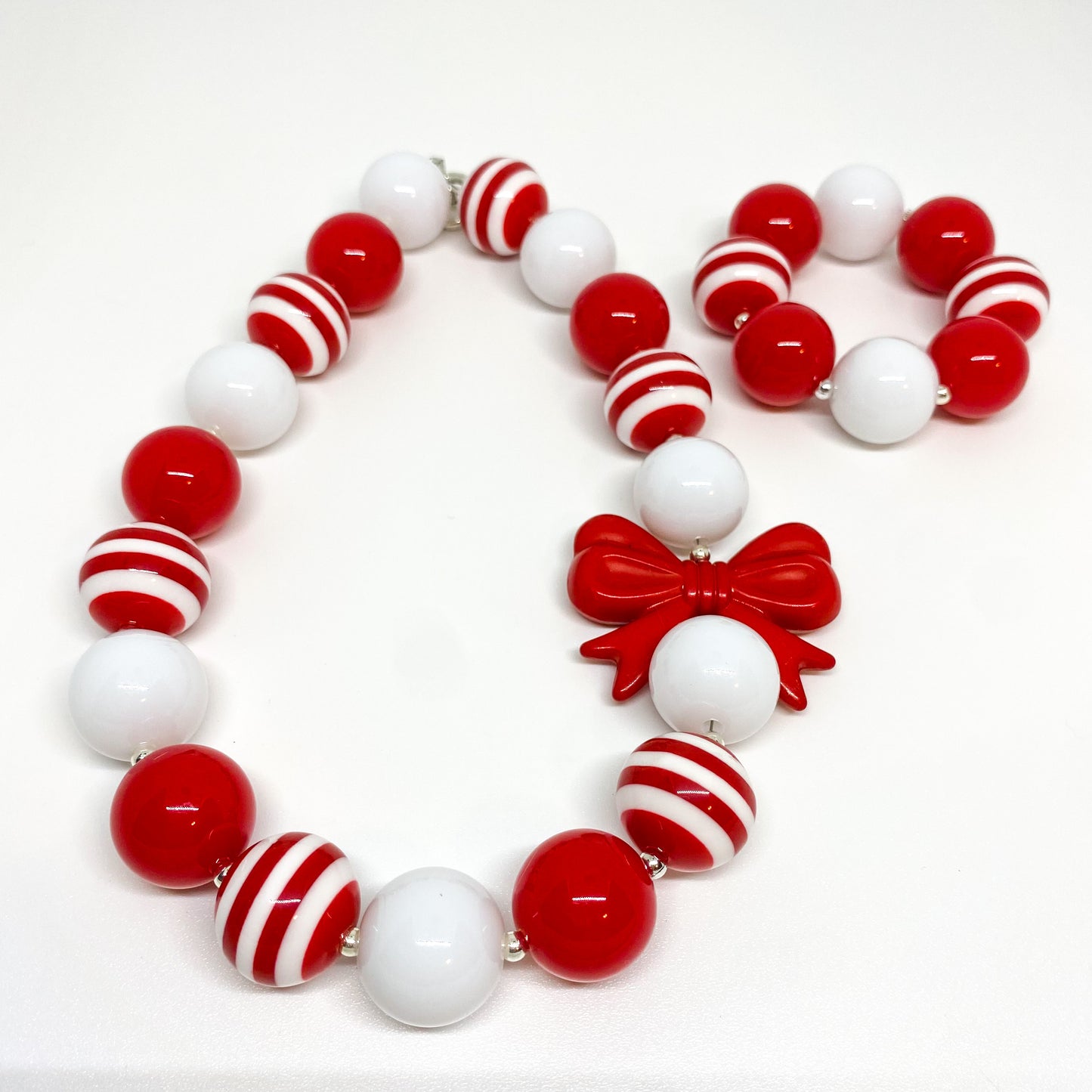 Candy Cane Bubblegum Necklace and Bracelet