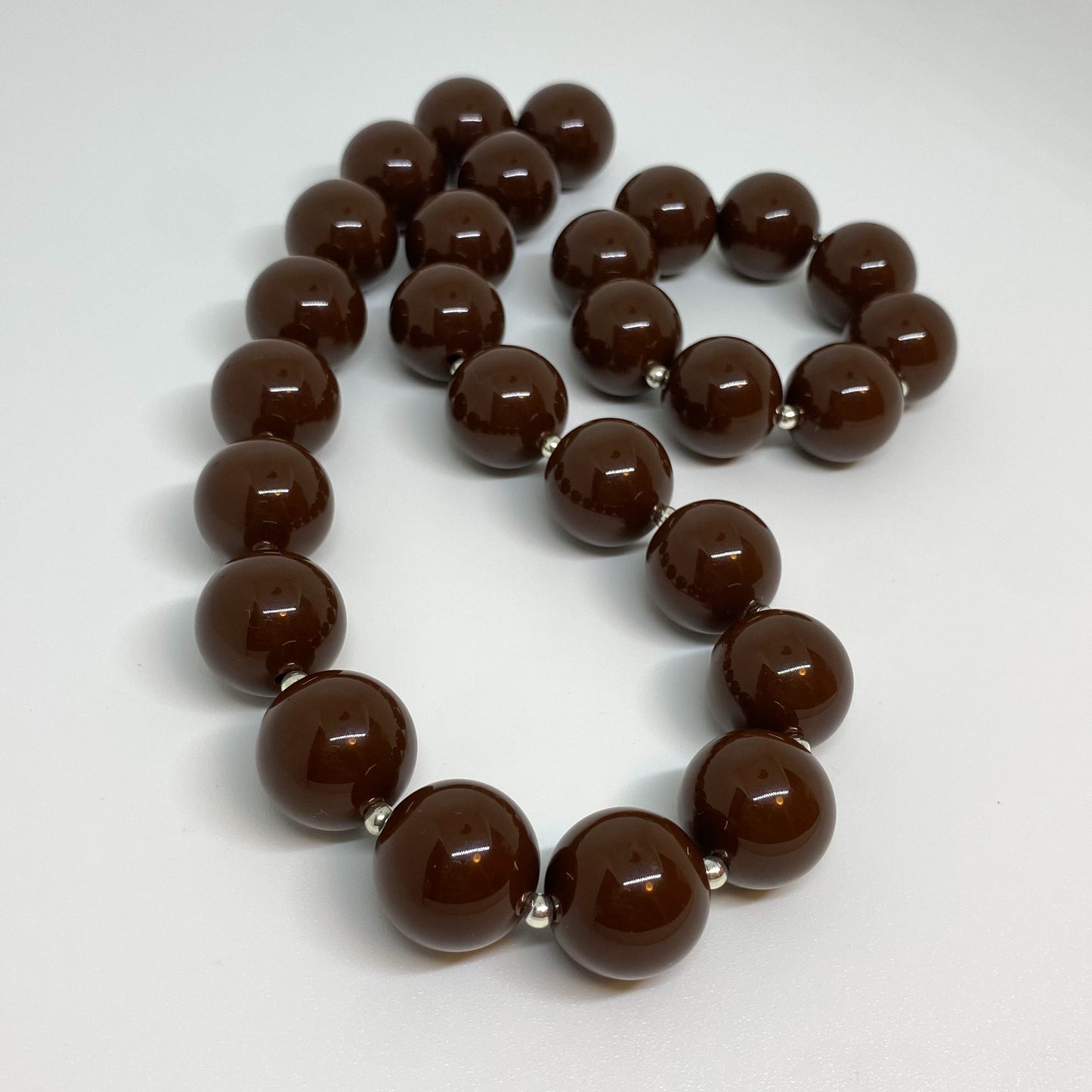 Pinecone - Dark Brown Solid Bubblegum Necklace and Bracelet
