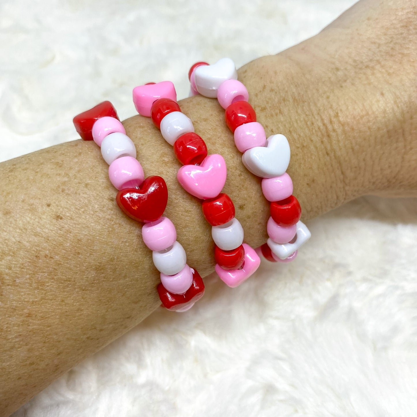 Valentine Hearts Pony Bead Bracelet