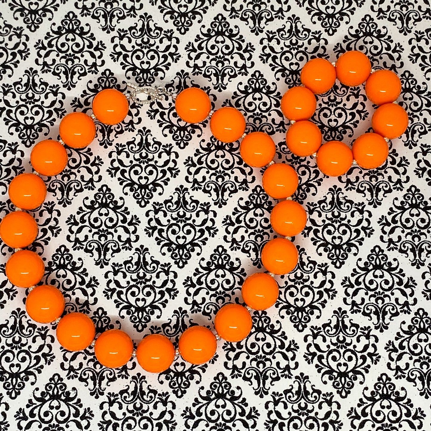 Solid Orange Bubblegum Necklace and Bracelet