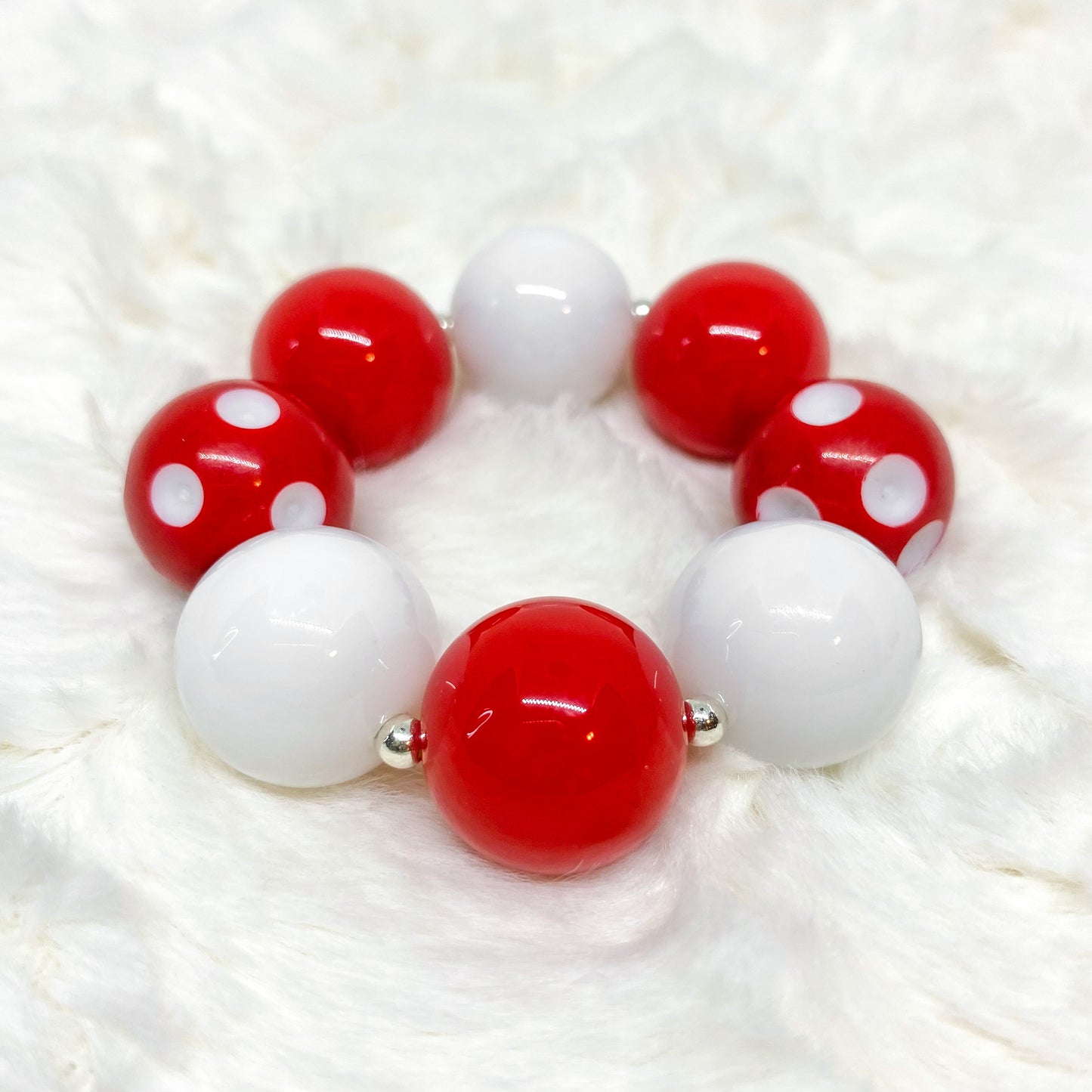Valentine's Day Red & White Bubblegum Necklace and Bracelet