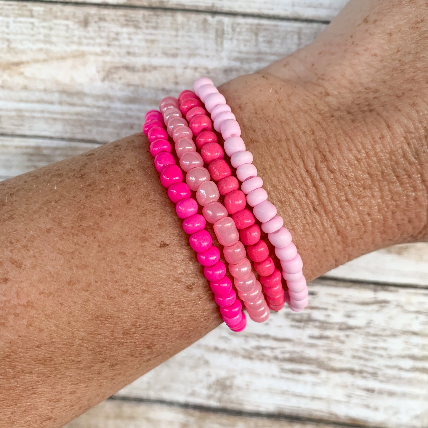 Pink Lemonade - Seed Bead Bracelet Stack