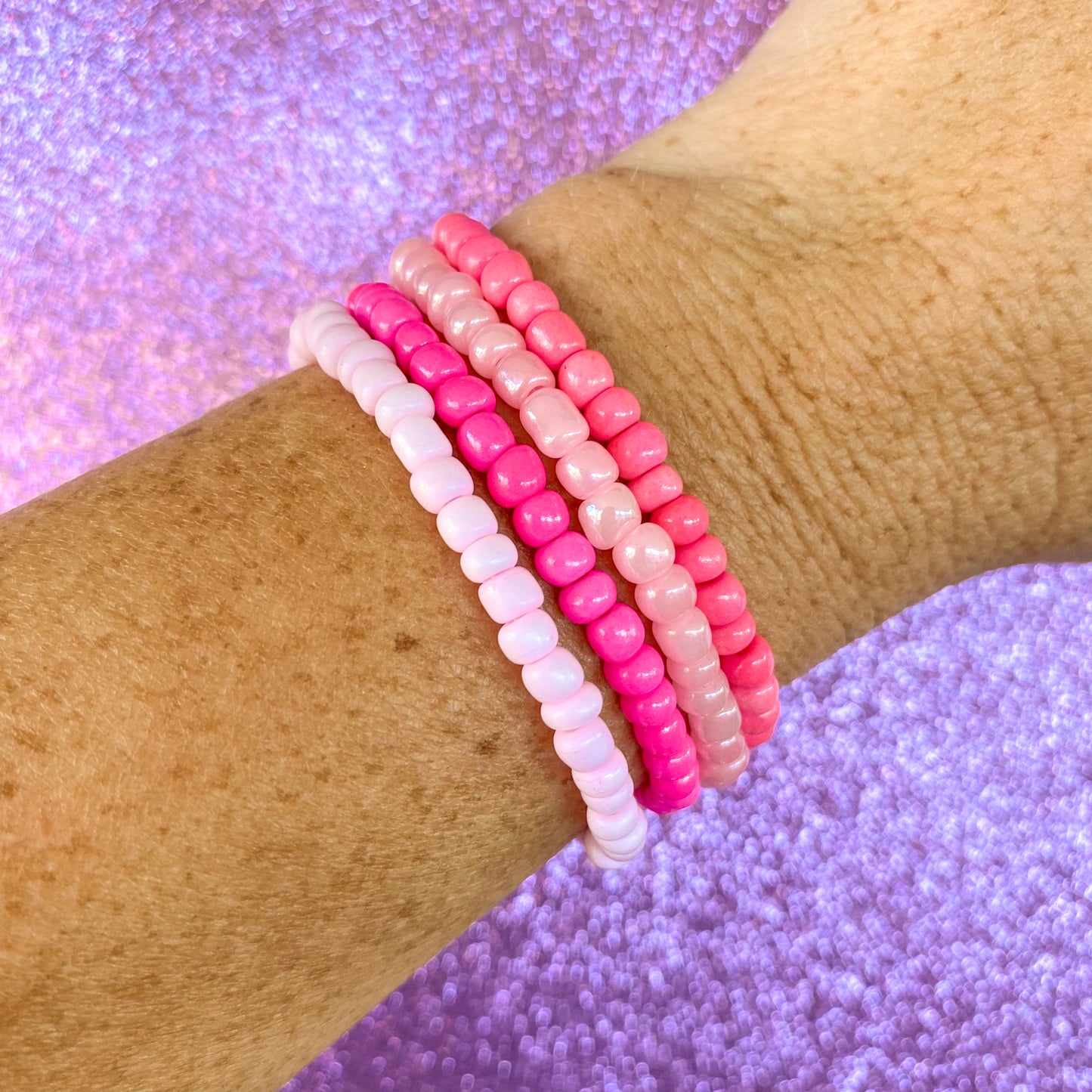 Pink Lemonade - Seed Bead Bracelet Stack