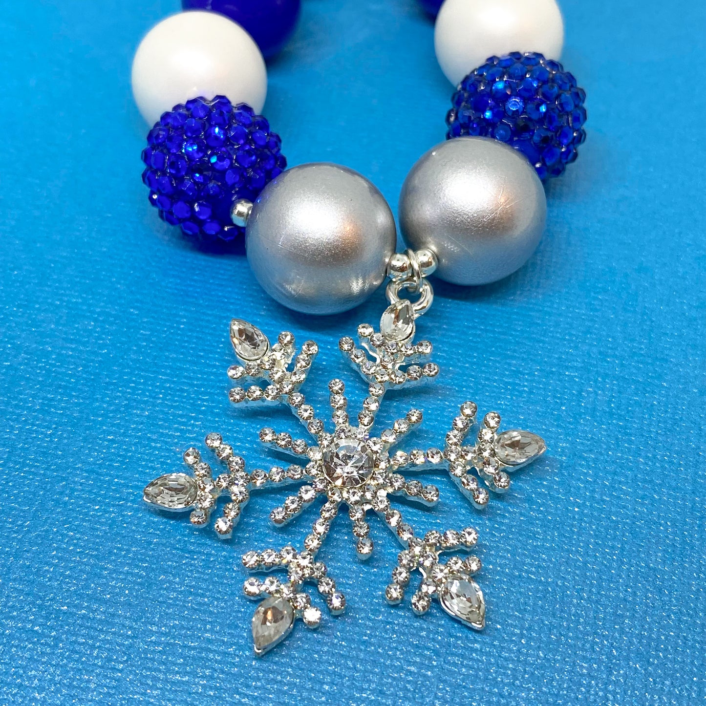 Blue Christmas Bubblegum Necklace and Bracelet