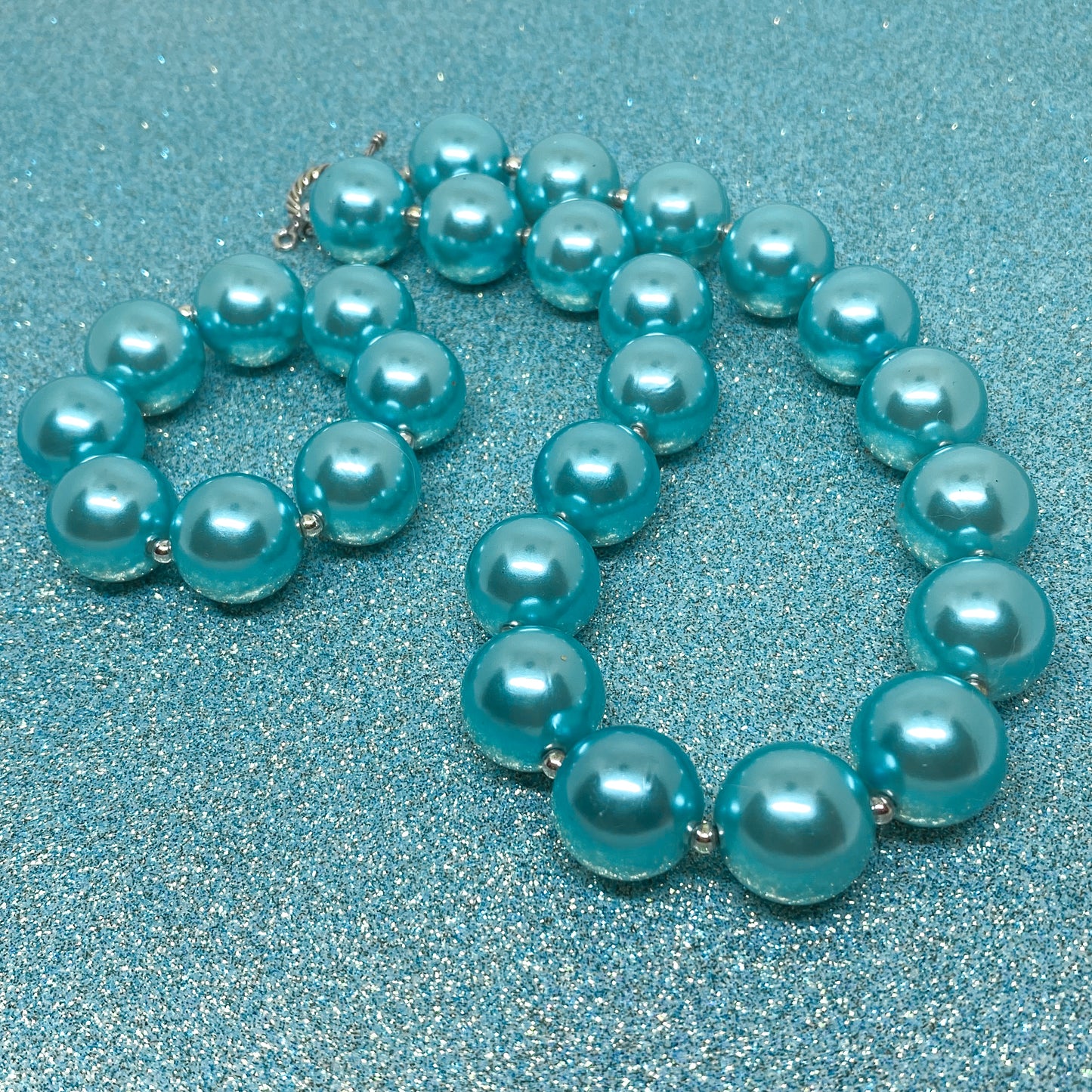 Blue Pearl Bubblegum Necklace and Bracelet