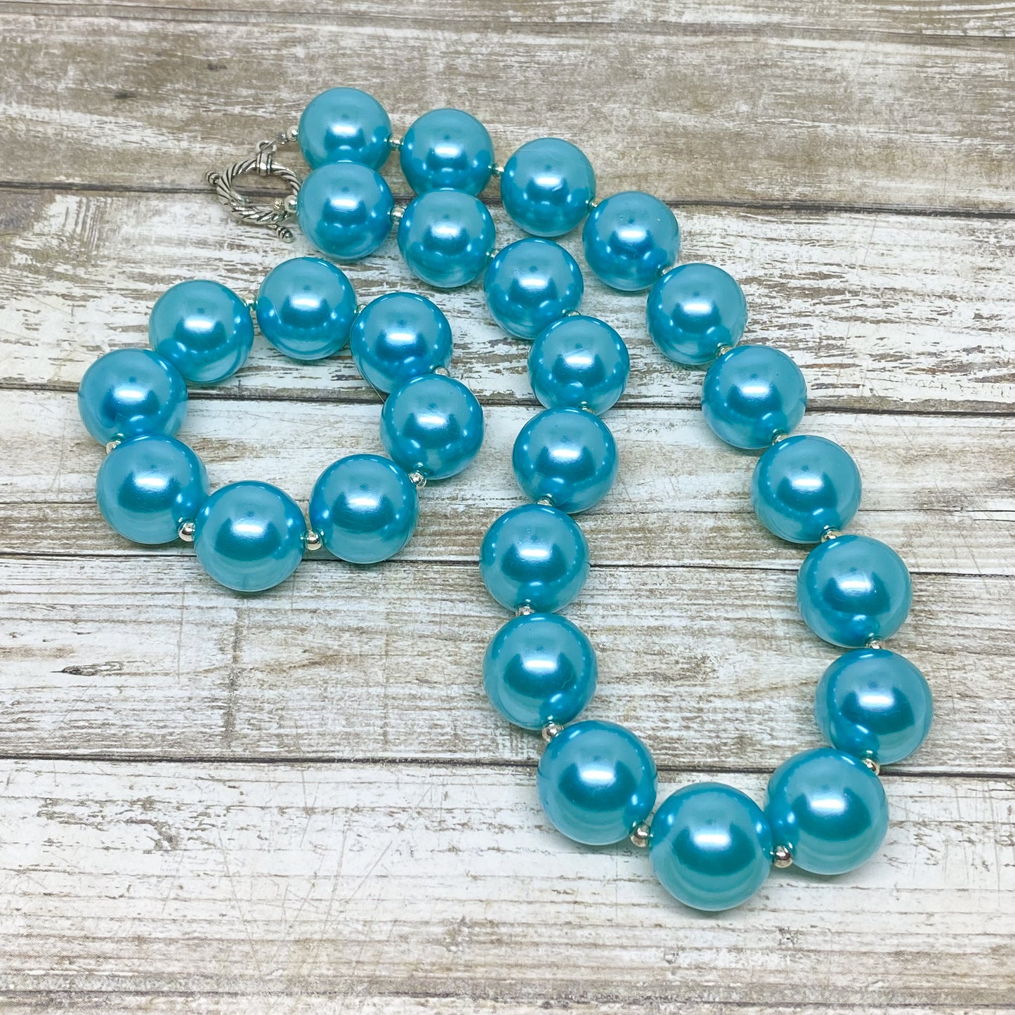 Blue Pearl Bubblegum Necklace and Bracelet