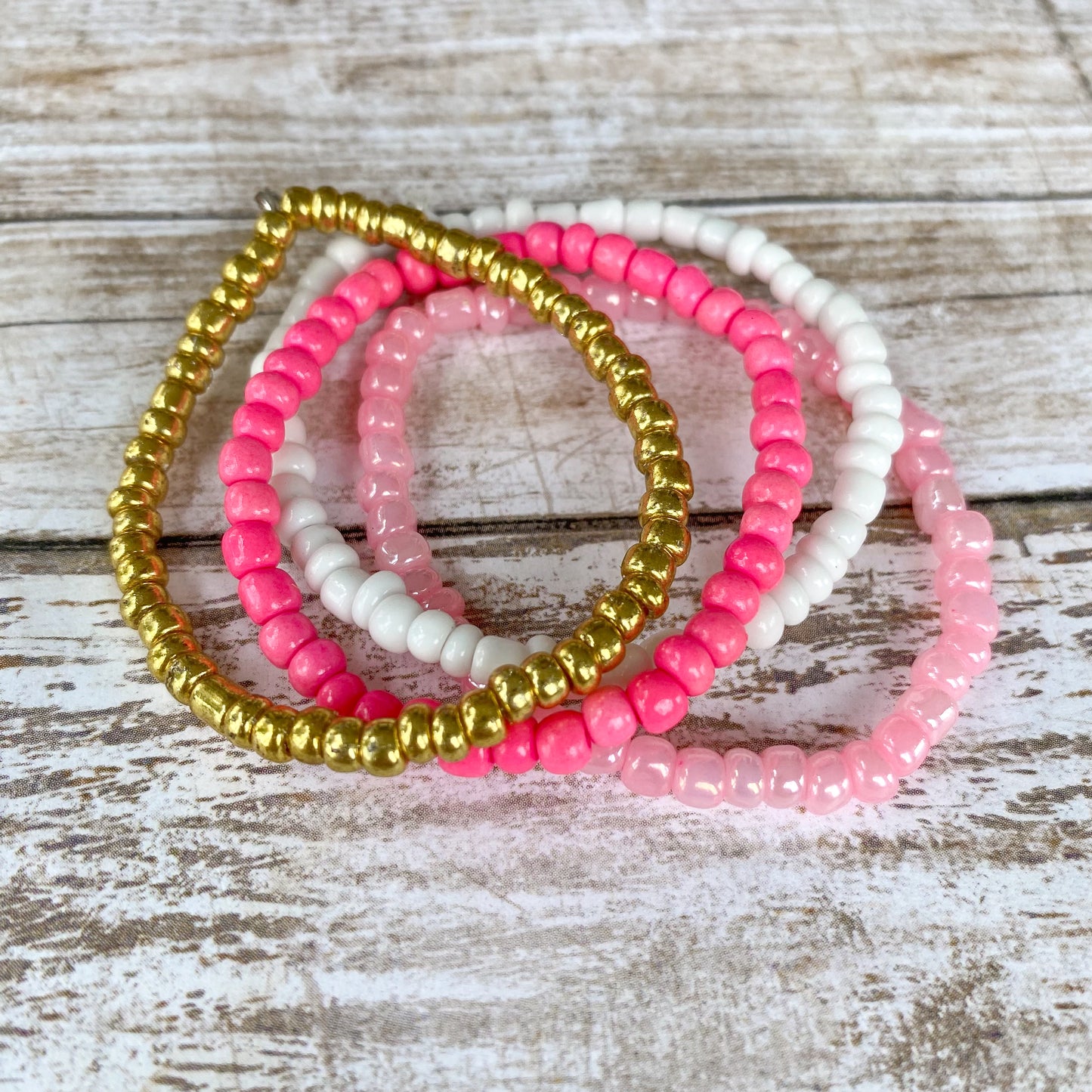 Pink Sunglow - Seed Bead Bracelet Stack