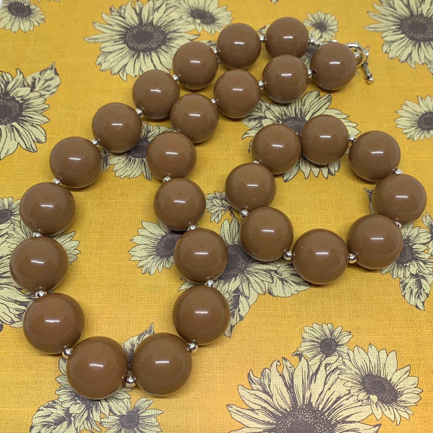 Pecan Pie - Solid Light Brown Bubblegum Necklace and Bracelet