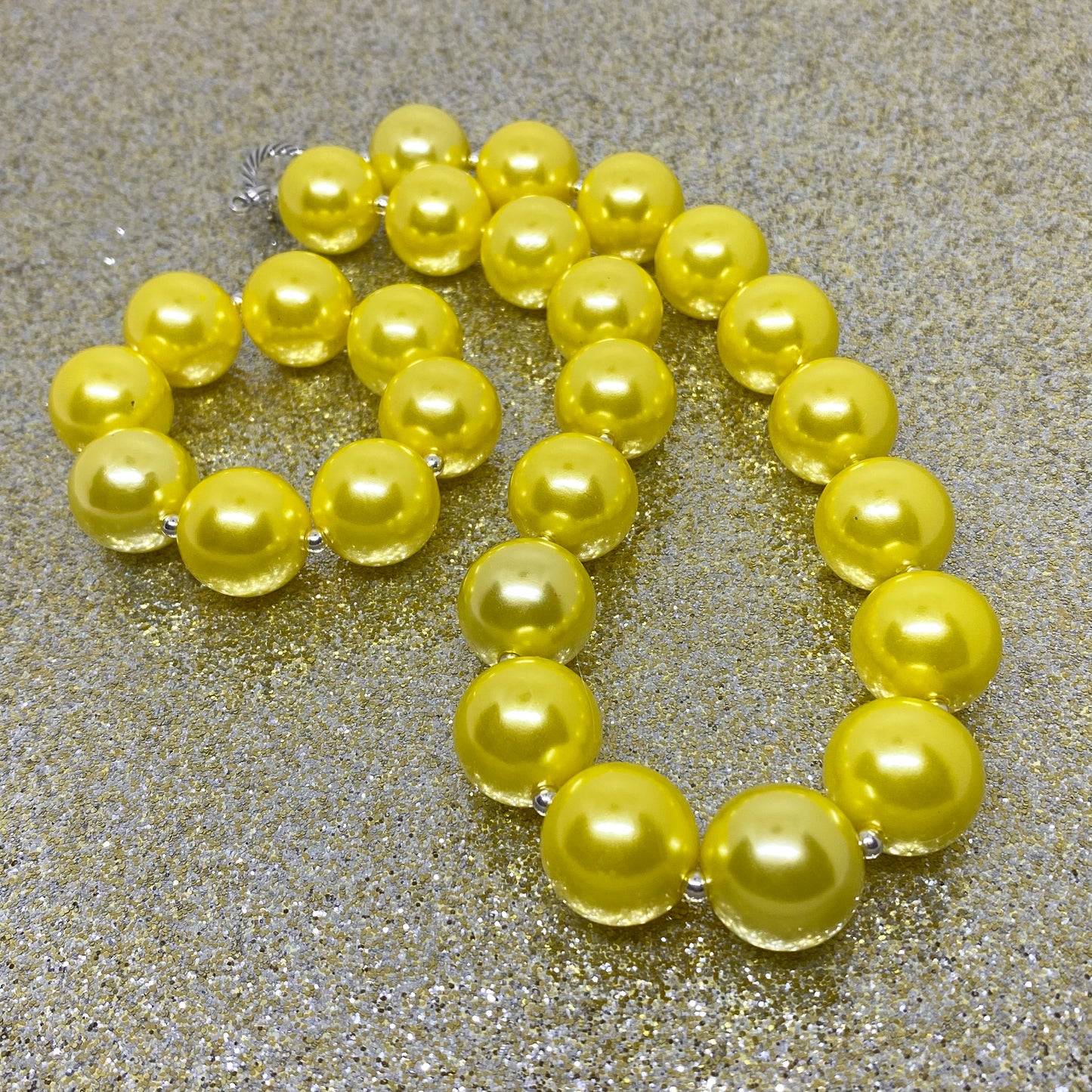 Yellow Pearl Bubblegum Necklace and Bracelet