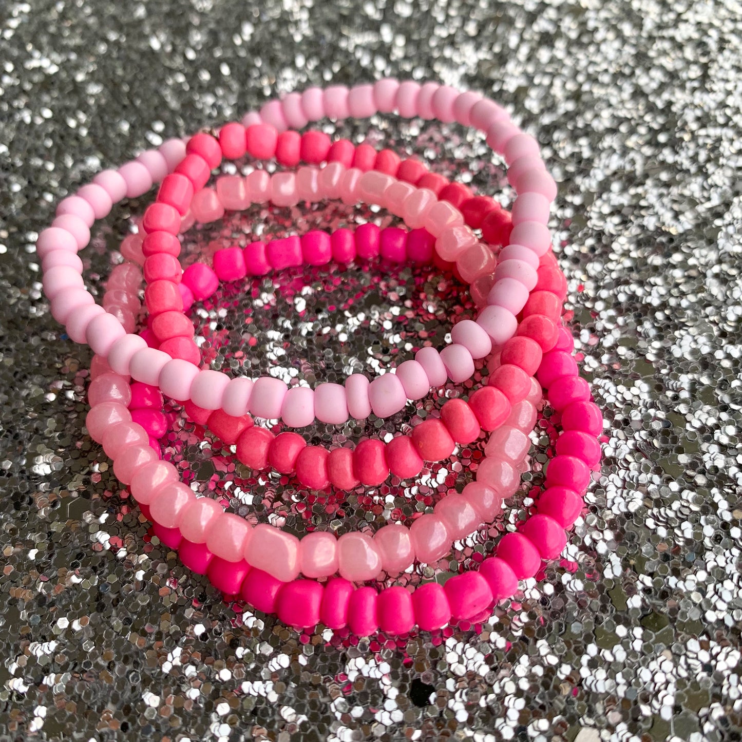 Pink Lemonade - Seed Bead Bracelet Stack