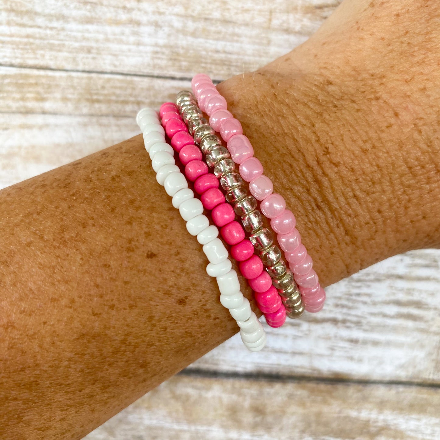 Pink Macaroon - Seed Bead Bracelet Stack