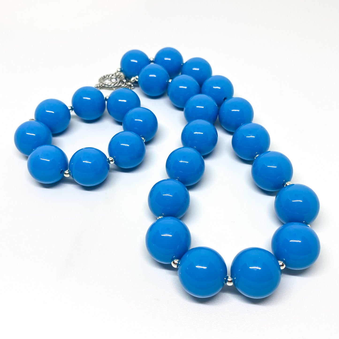 Cobalt Blue Bubblegum Necklace and Bracelet