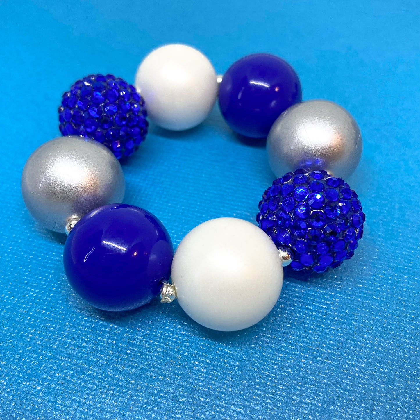 Blue Christmas Bubblegum Necklace and Bracelet