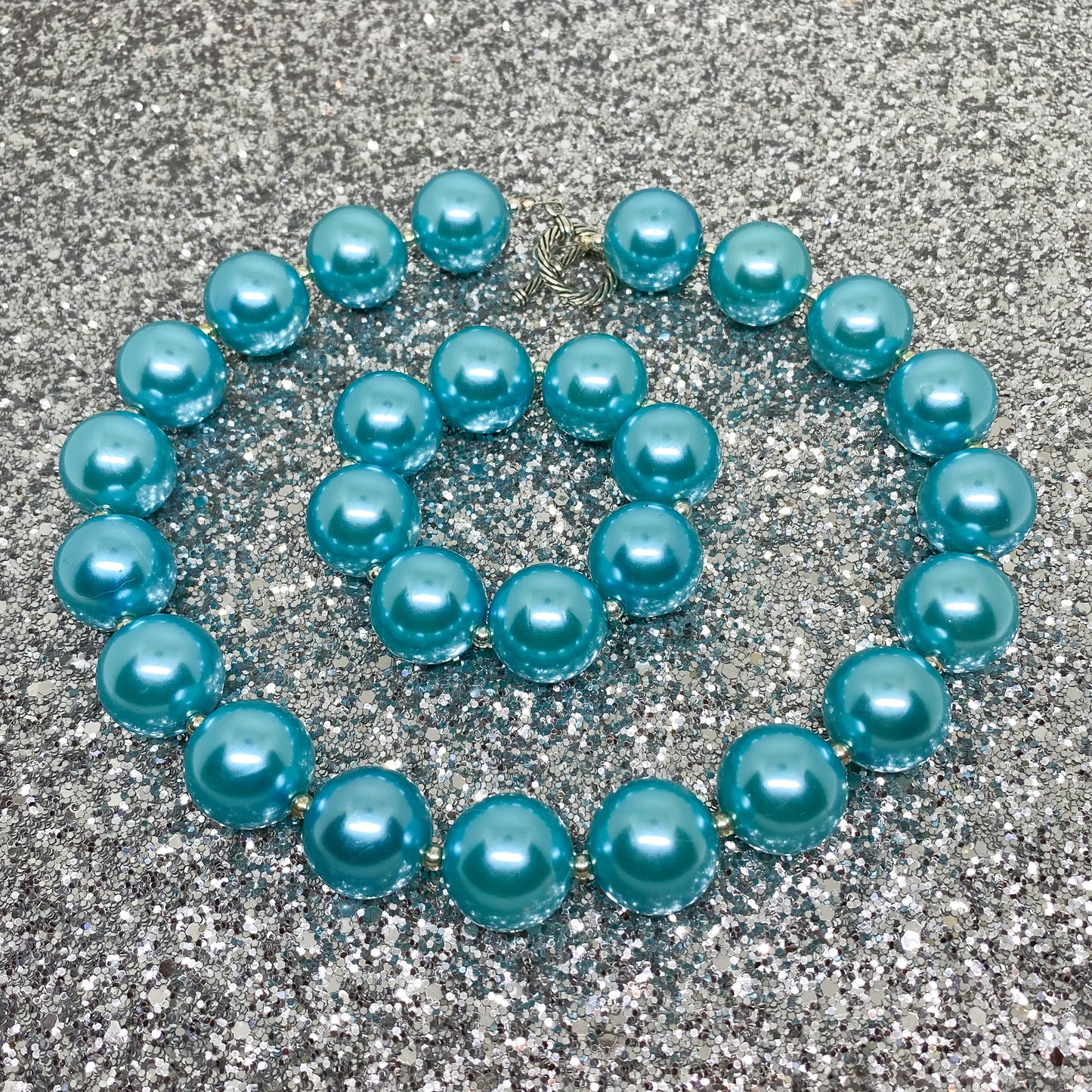 Blue Pearl Bubblegum Necklace and Bracelet