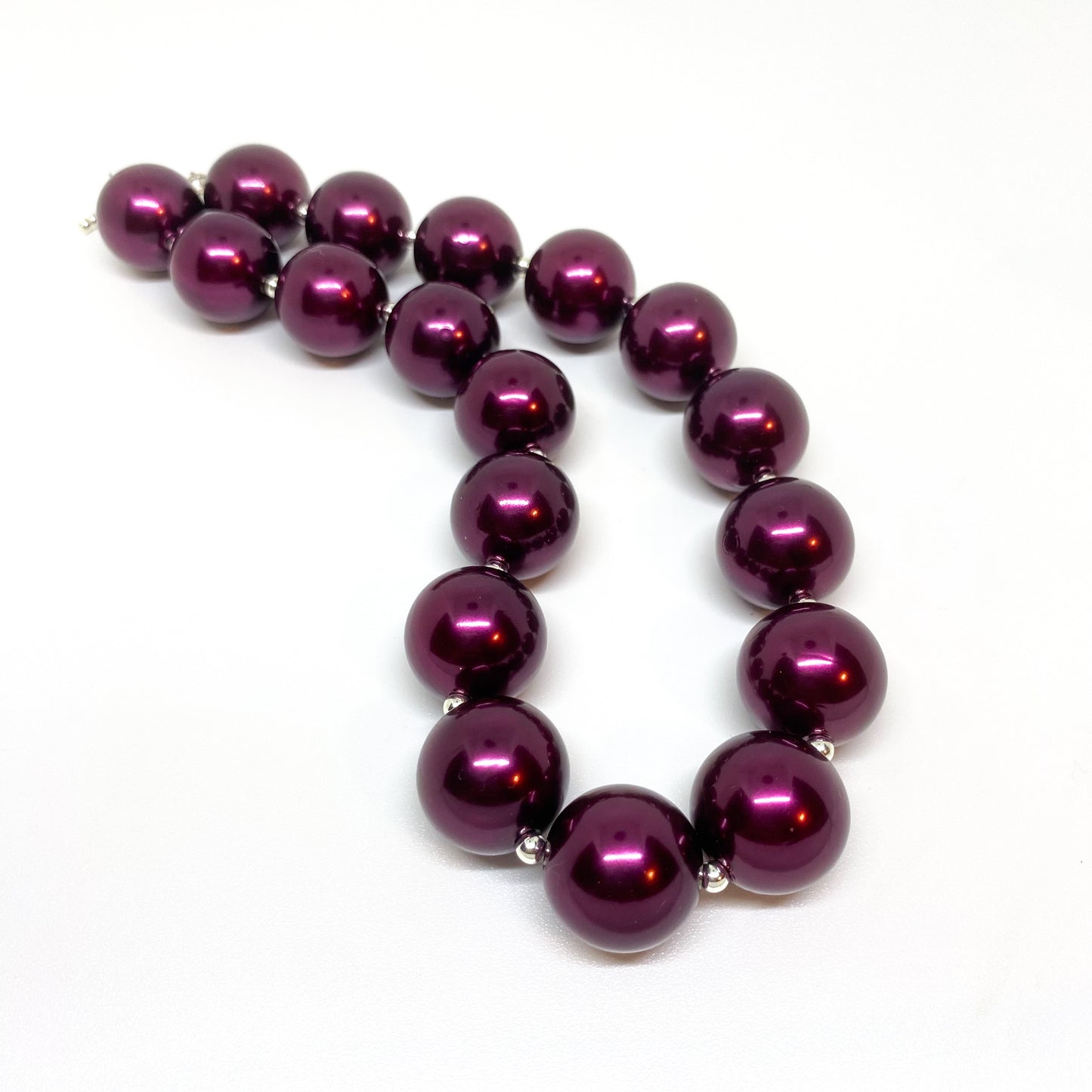 Mulberry - Dark Purple Pearl Bubblegum Necklace and Bracelet