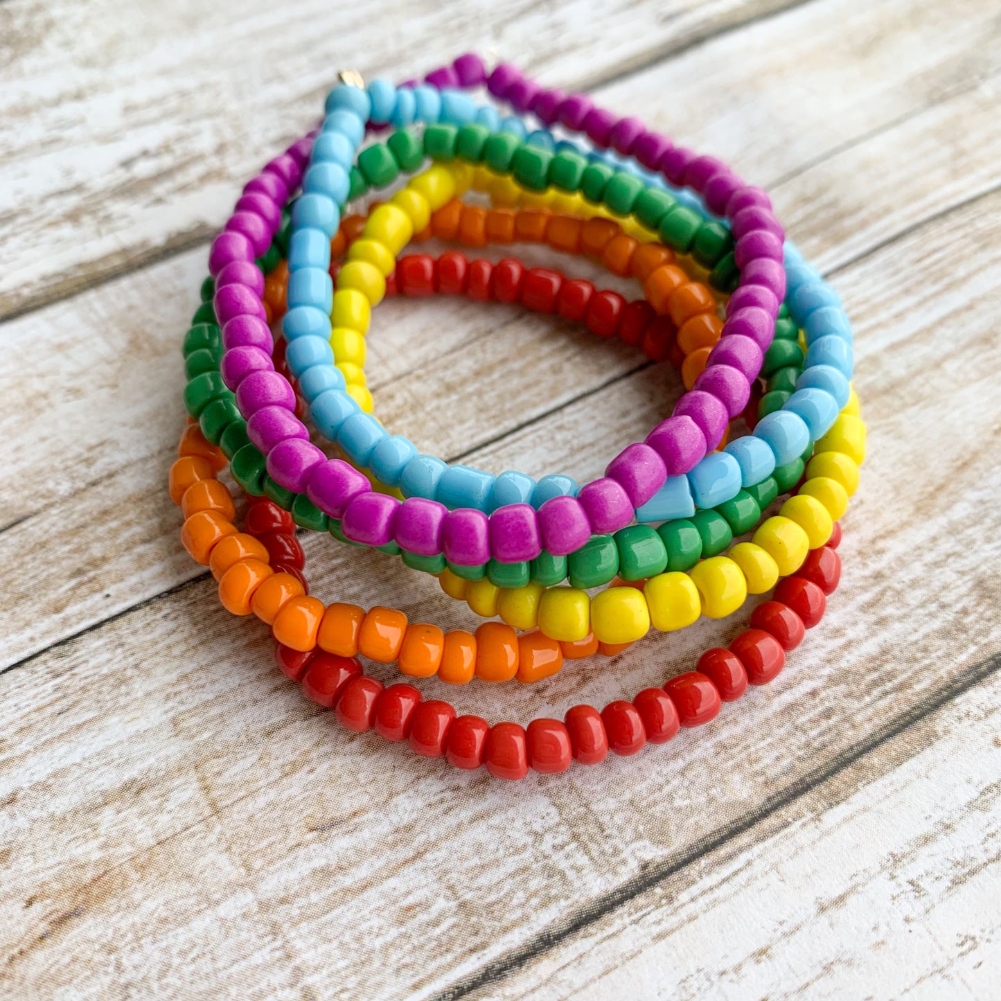 Rainbow Bright - Seed Bead Bracelet Stack