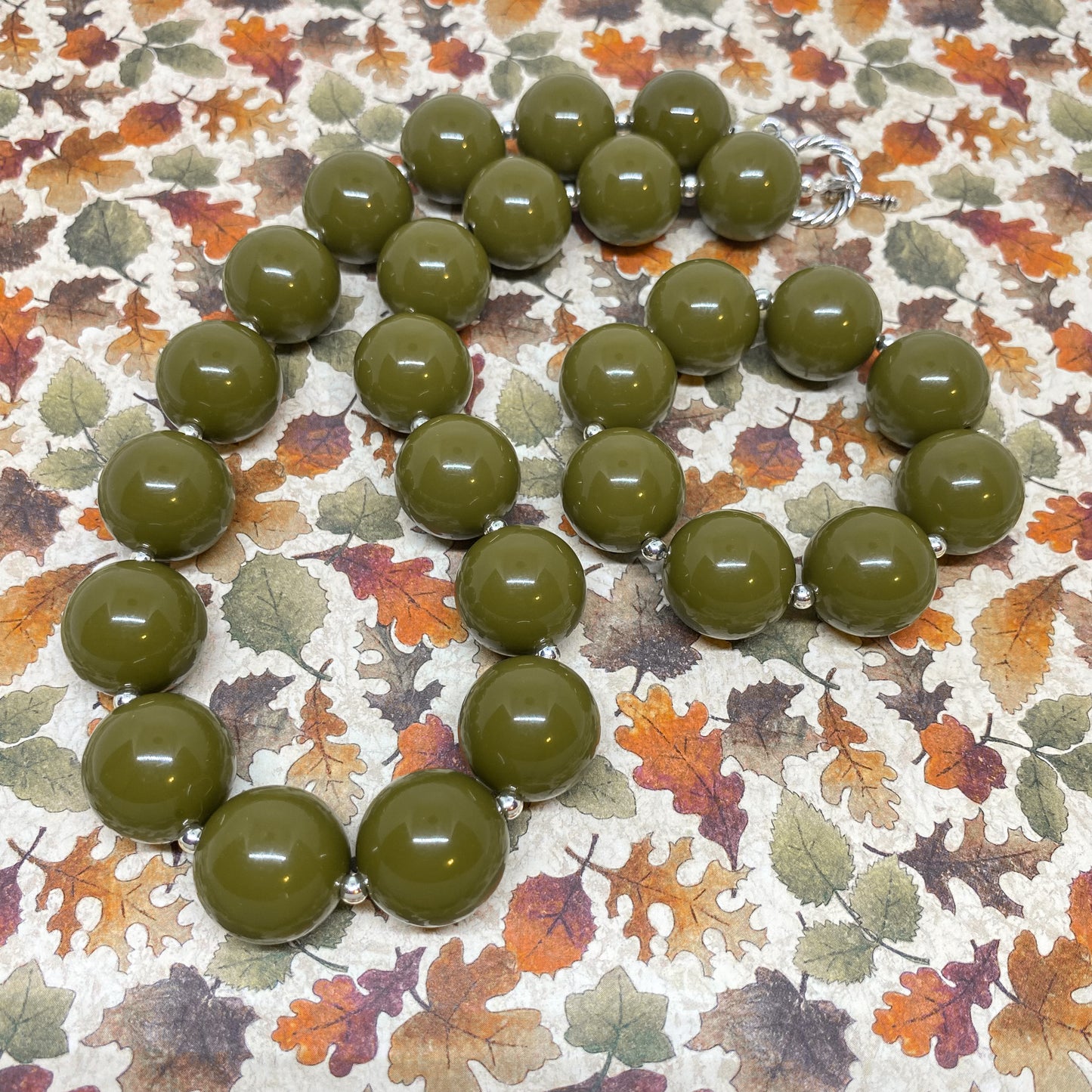 Olive Spice - Olive Green Chunky Bubblegum Necklace and Bracelet