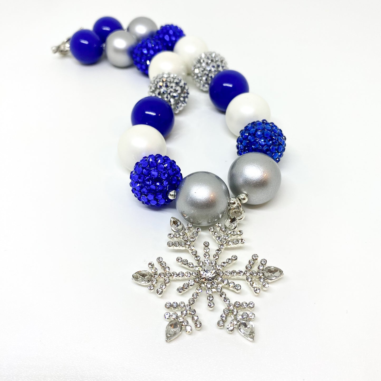 Blue Christmas Bubblegum Necklace and Bracelet