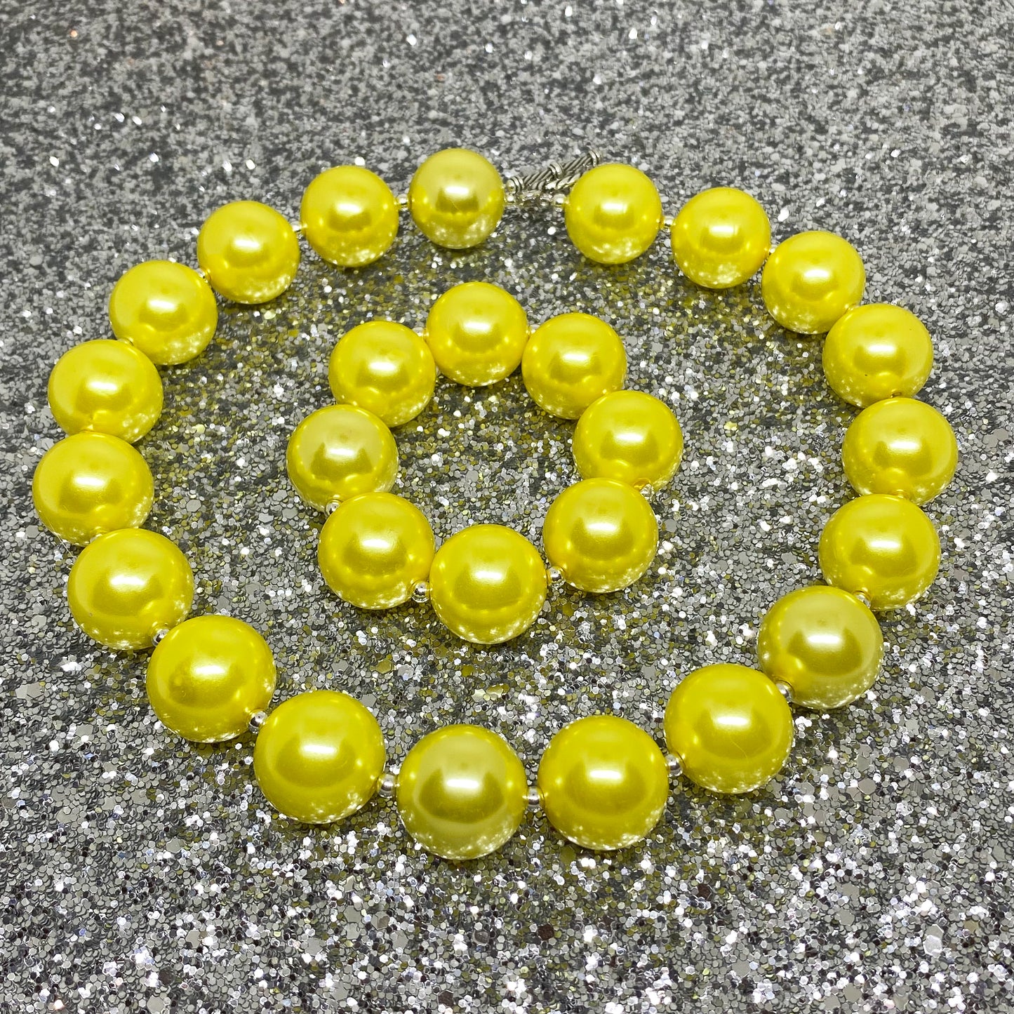 Yellow Pearl Bubblegum Necklace and Bracelet