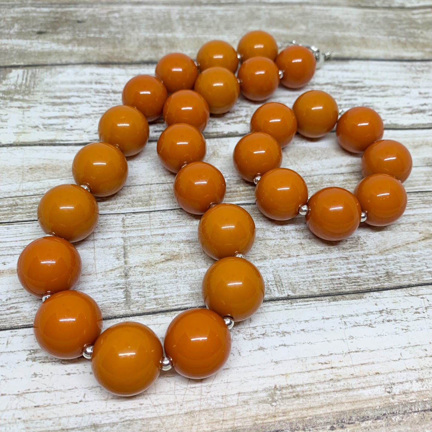 October Rust - Burnt Orange Bubblegum Necklace and Bracelet