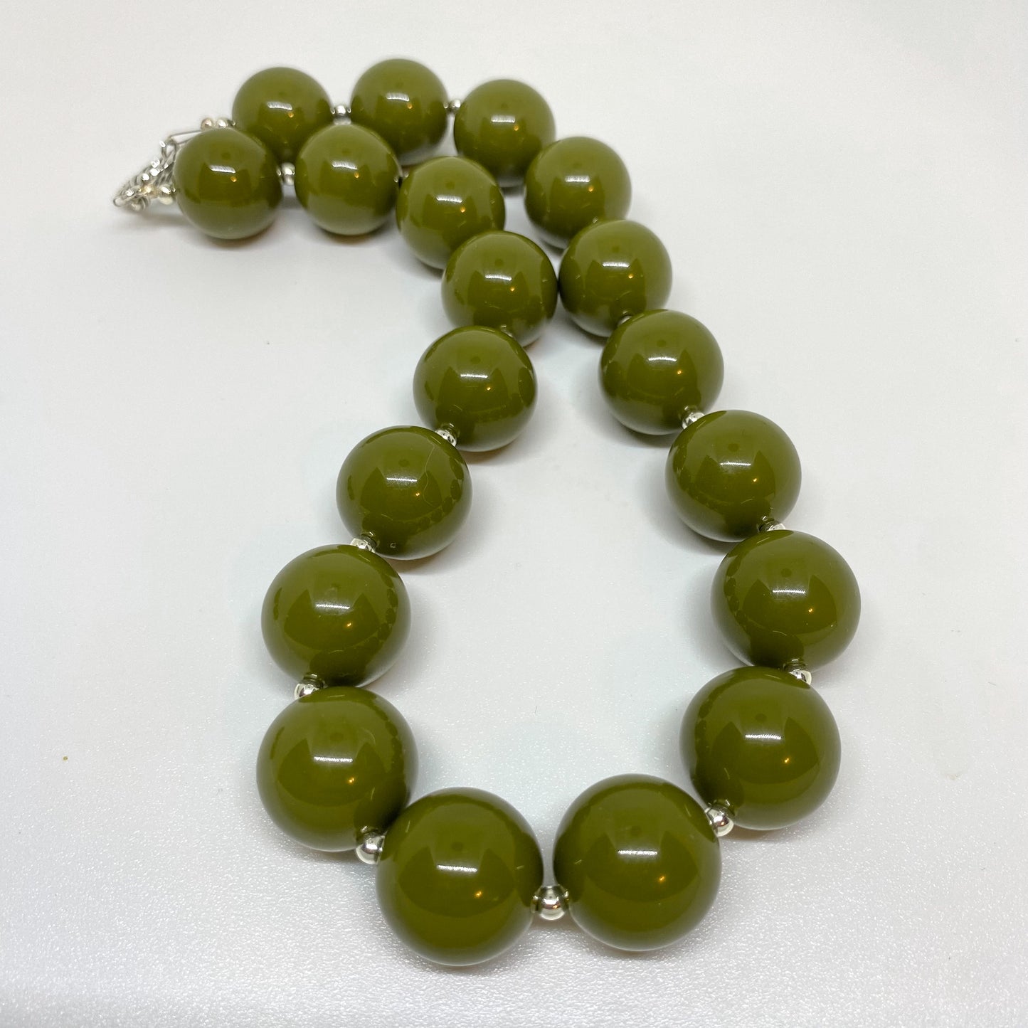 Olive Spice - Olive Green Chunky Bubblegum Necklace and Bracelet