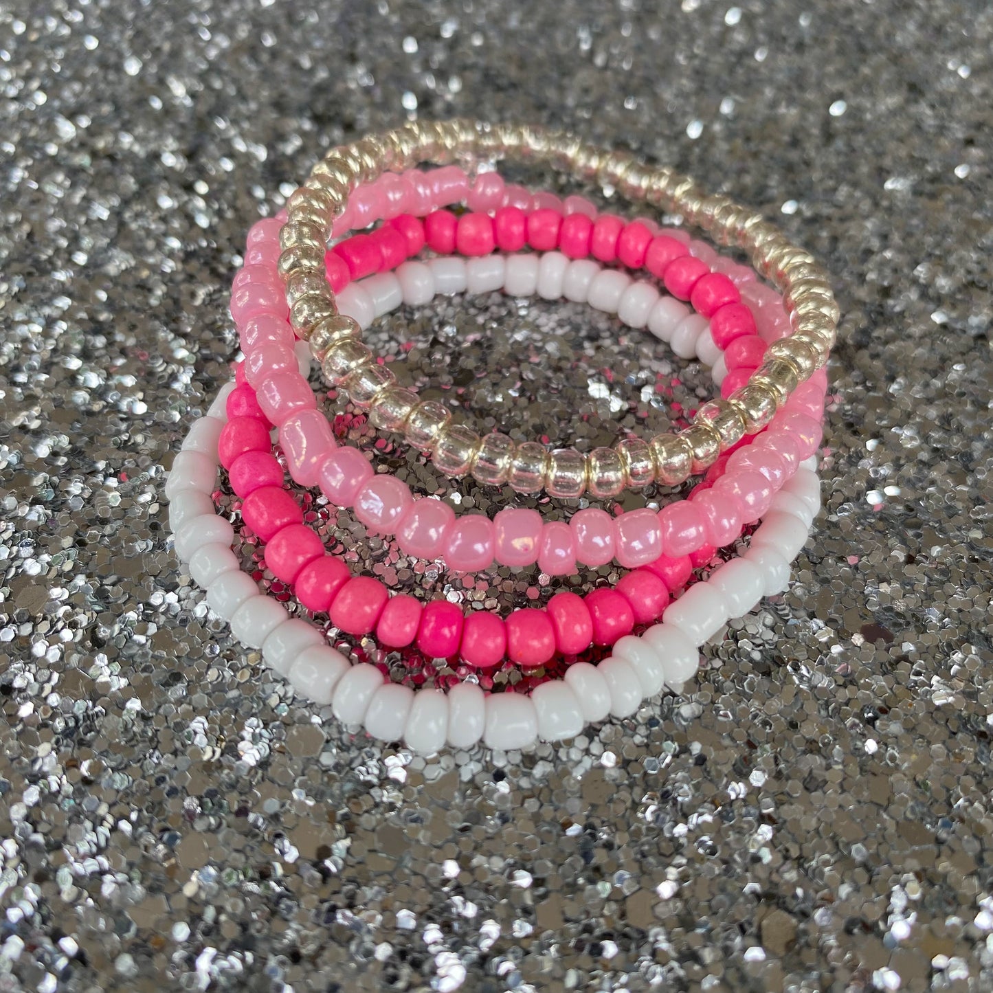 Pink Macaroon - Seed Bead Bracelet Stack