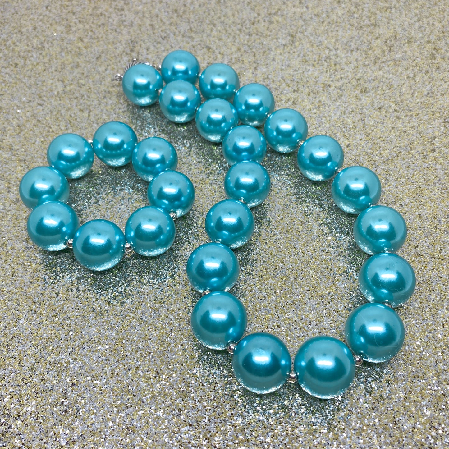 Blue Pearl Bubblegum Necklace and Bracelet