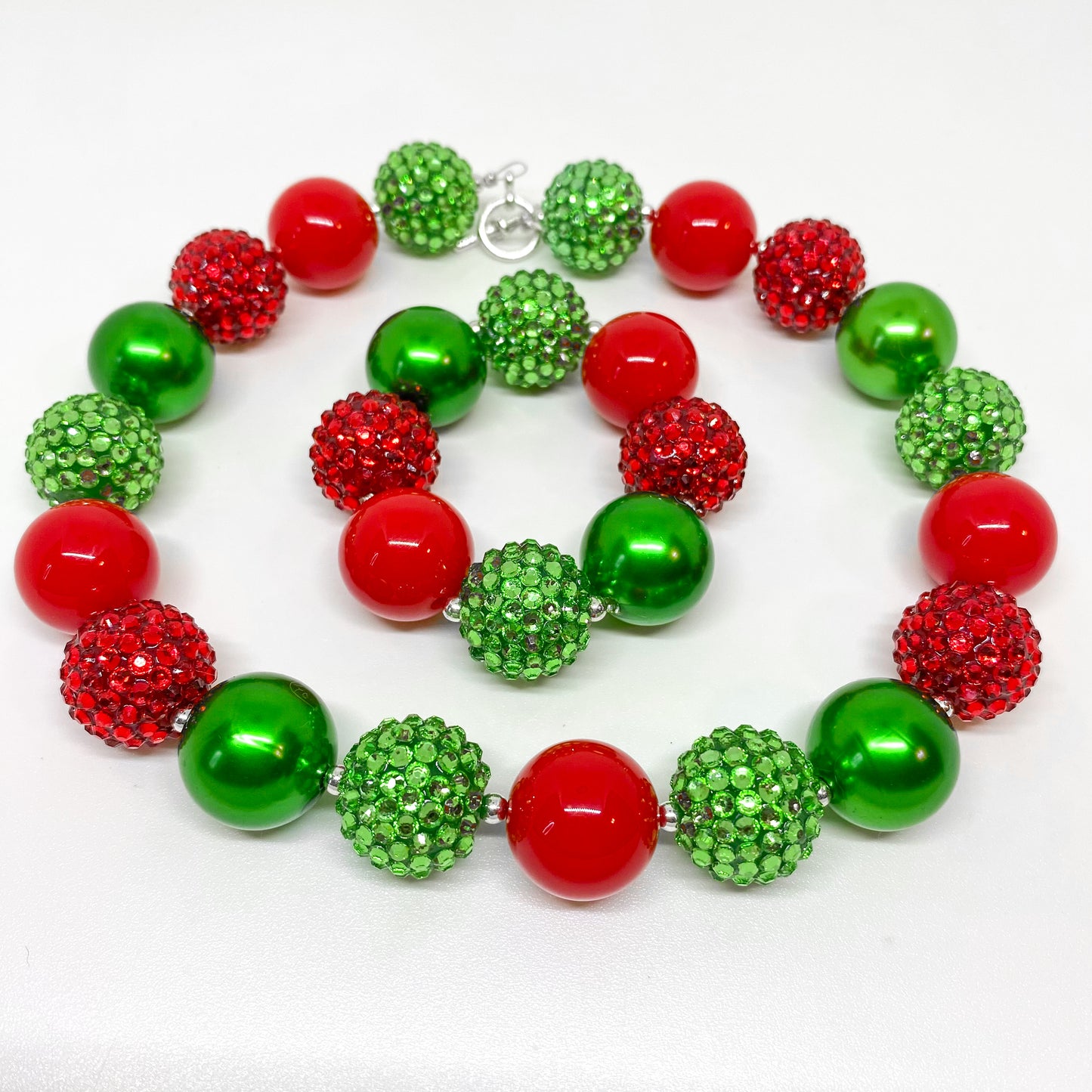 Deck The Halls Bubblegum Necklace and Bracelet