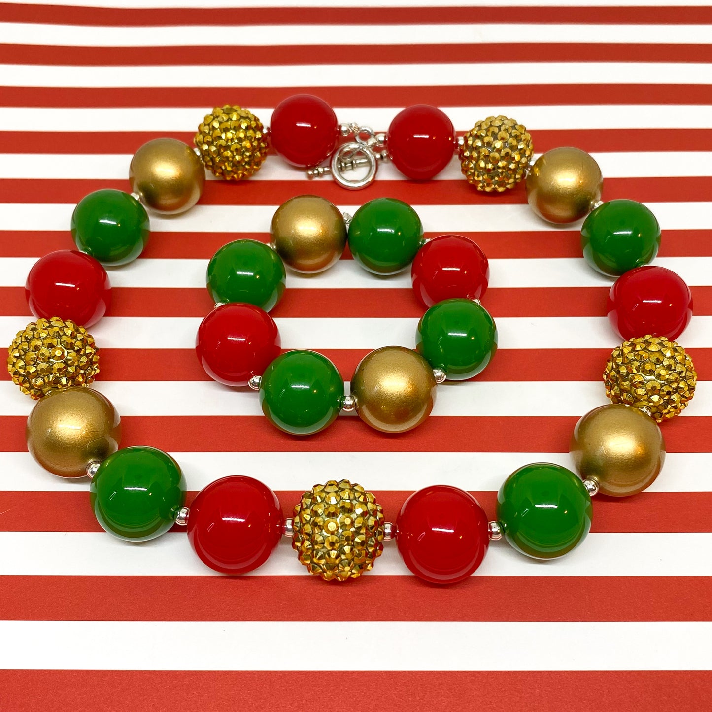 Jingle Bells Bubblegum Necklace and Bracelet